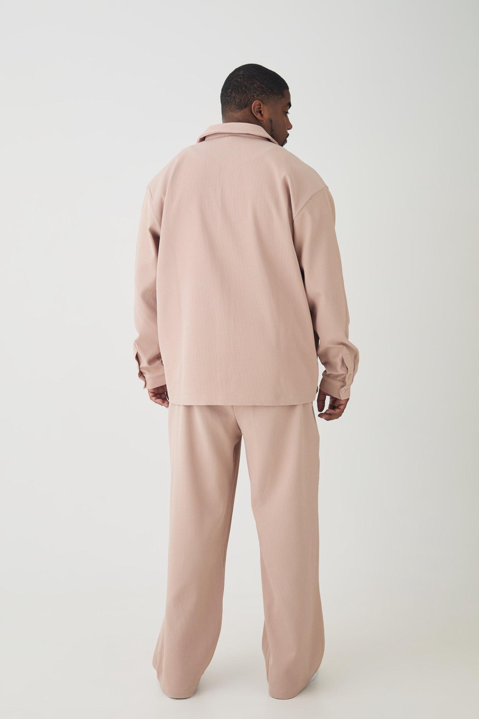 Plus Pleated Long Sleeve Revere Shirt | boohooMAN USA Product Image