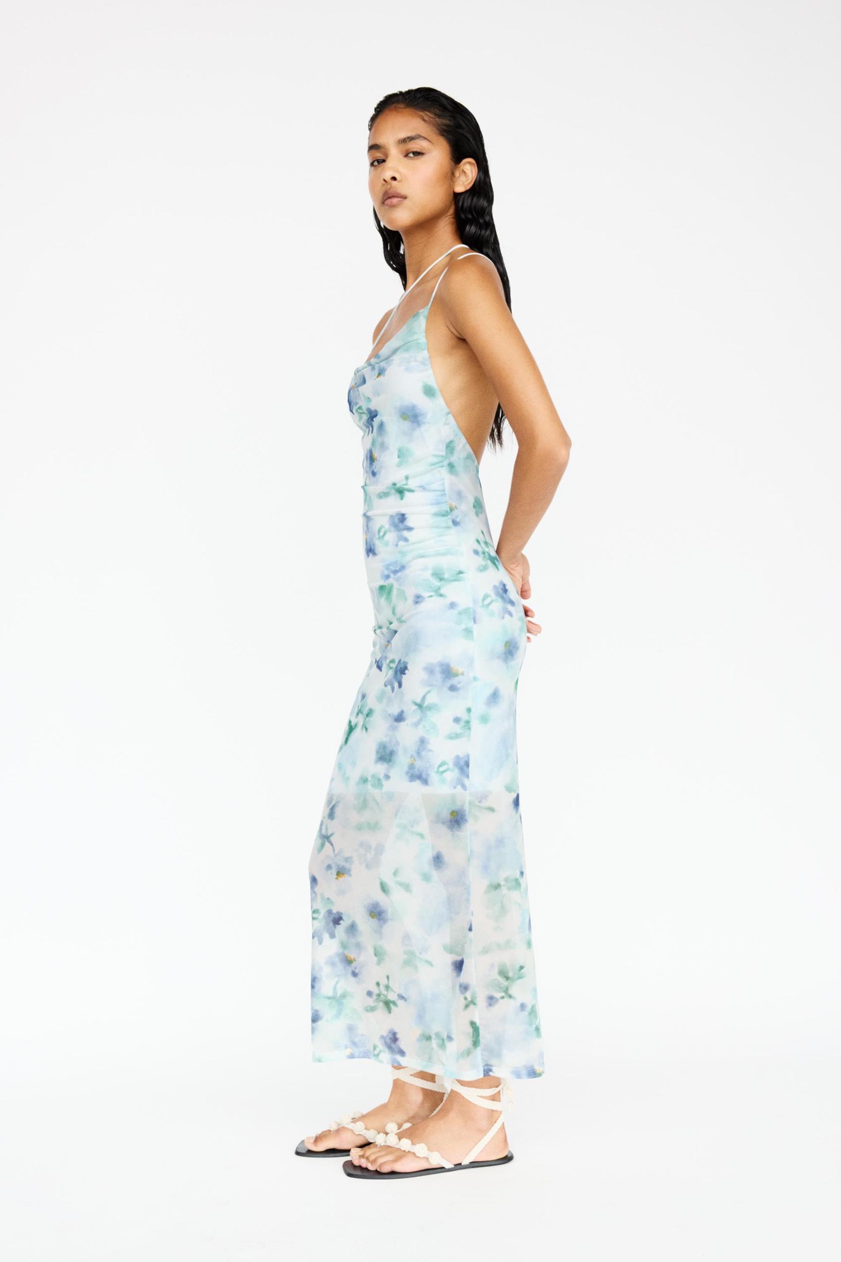 Blue floral midi dress Product Image