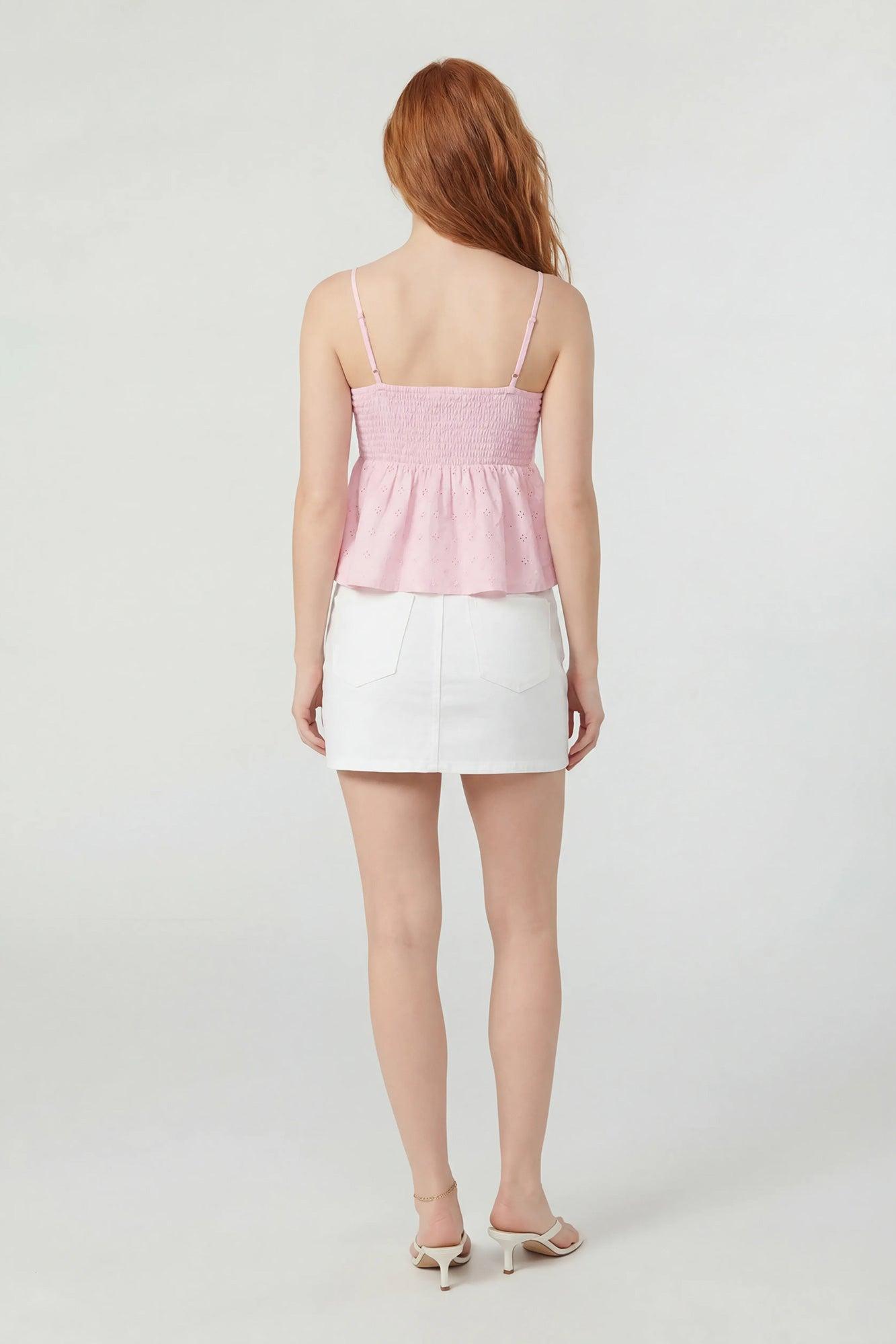 Smocked Eyelet Babydoll Tank Female Product Image