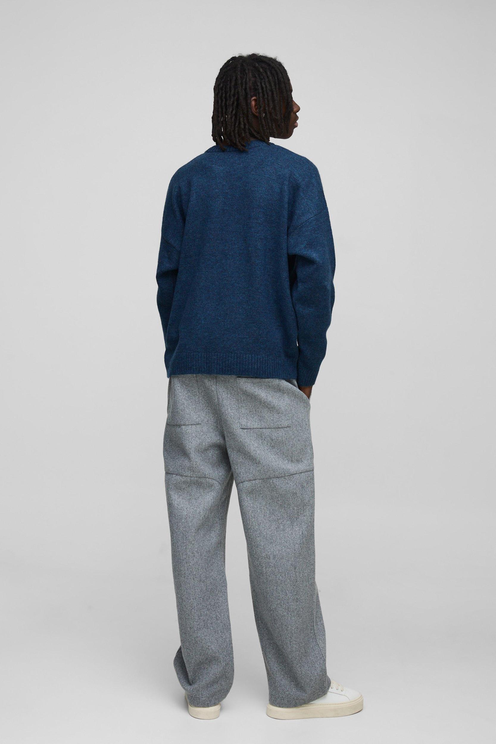 Oversized Boxy Extended Neck Brushed Knit Sweater | boohooMAN USA Product Image