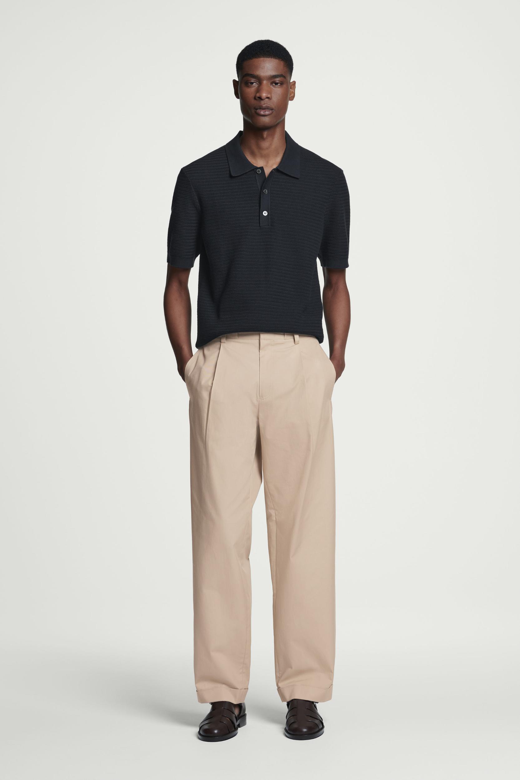 TEXTURED KNITTED COTTON POLO SHIRT Product Image