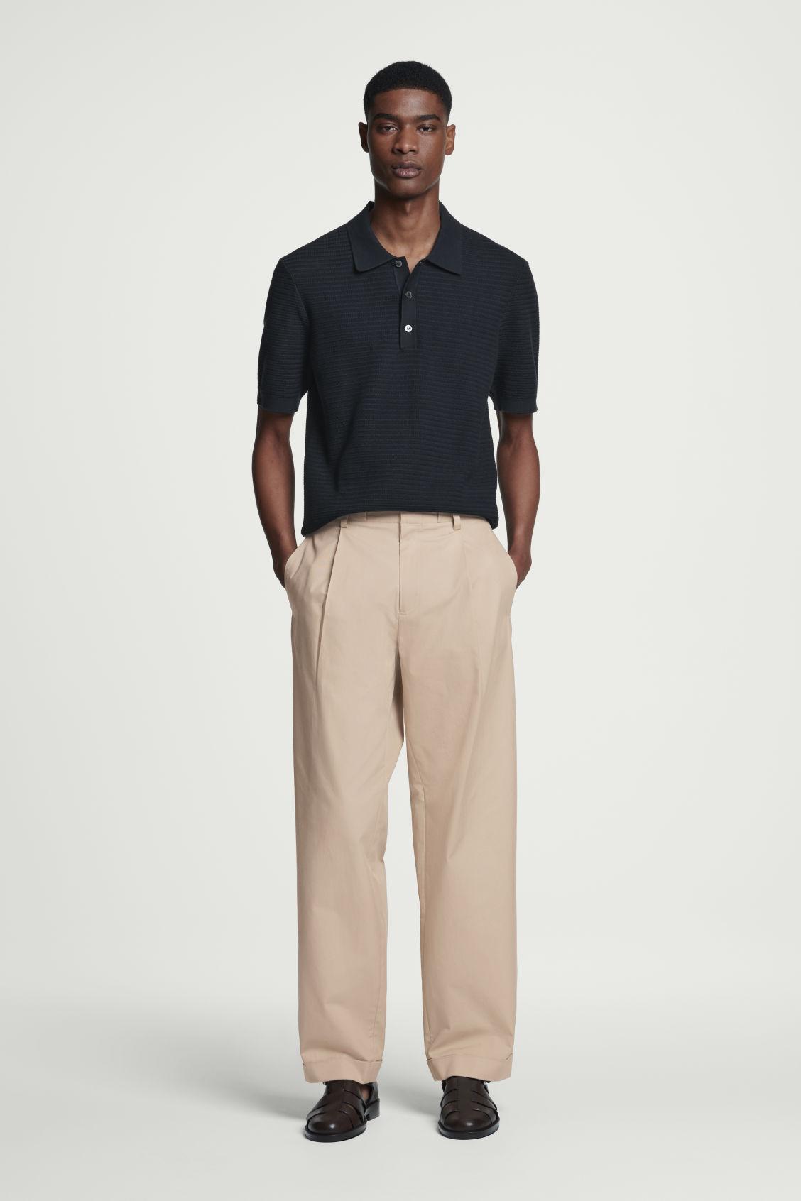 TEXTURED KNITTED COTTON POLO SHIRT Product Image