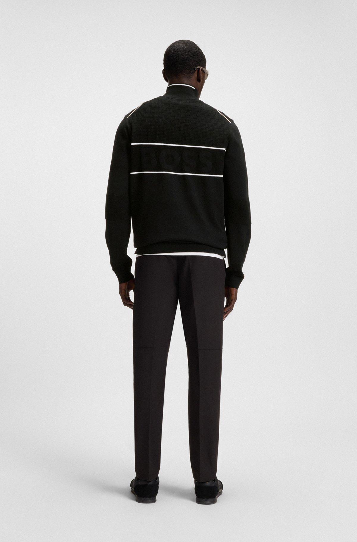 Water-repellent cotton sweater with zip neck Product Image