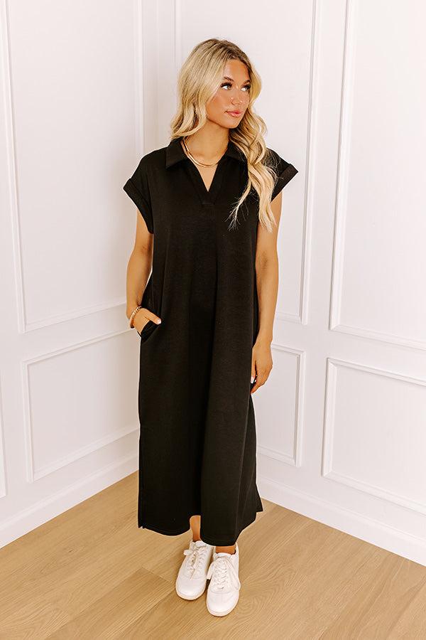 Cue The Casual T-shirt Midi Dress in Black Product Image