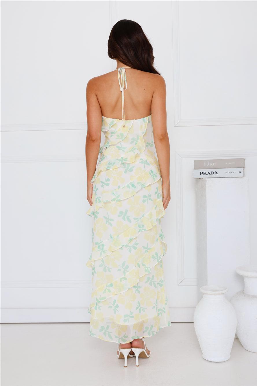 Unique Beauty Halter Maxi Dress Yellow Product Image