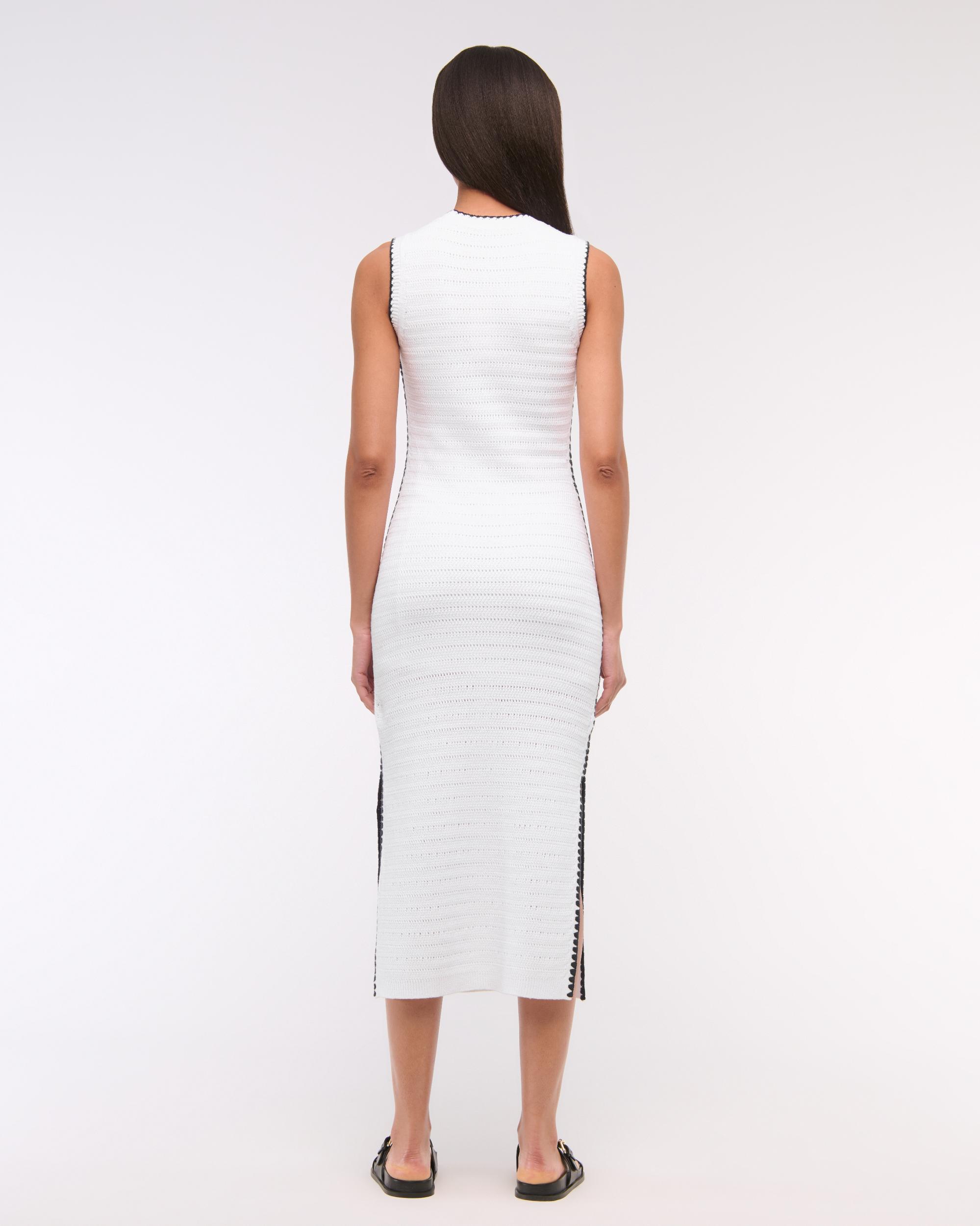 Crochet-Style Crew Midi Dress Product Image