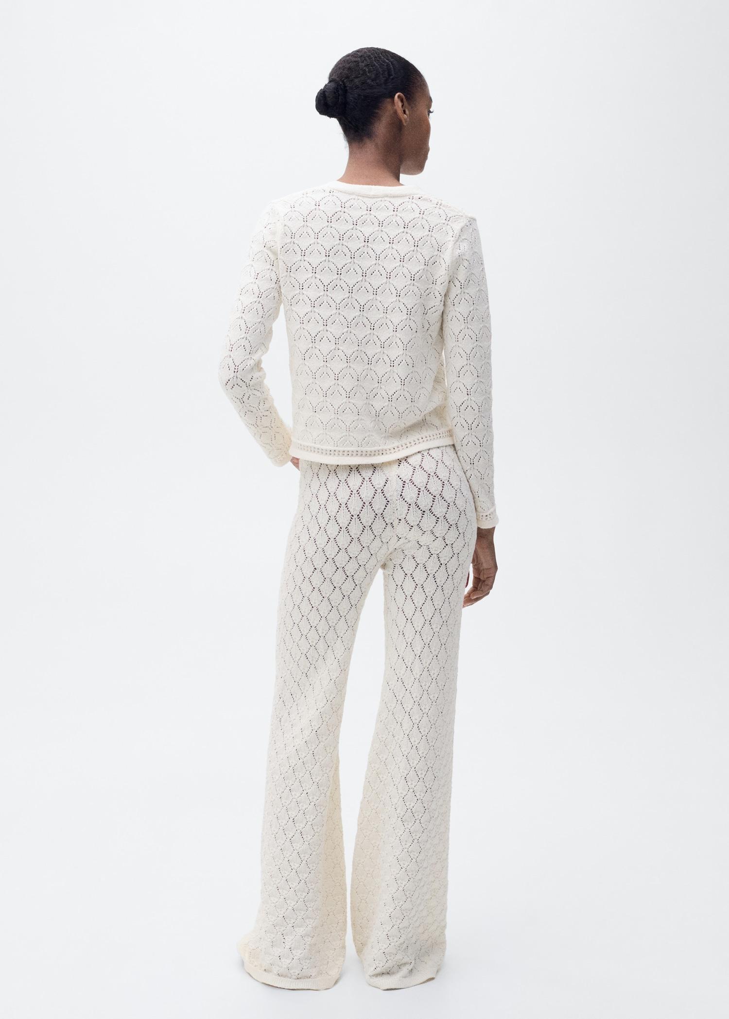 Straight-fit openwork knitted pants - Women | MANGO USA Product Image