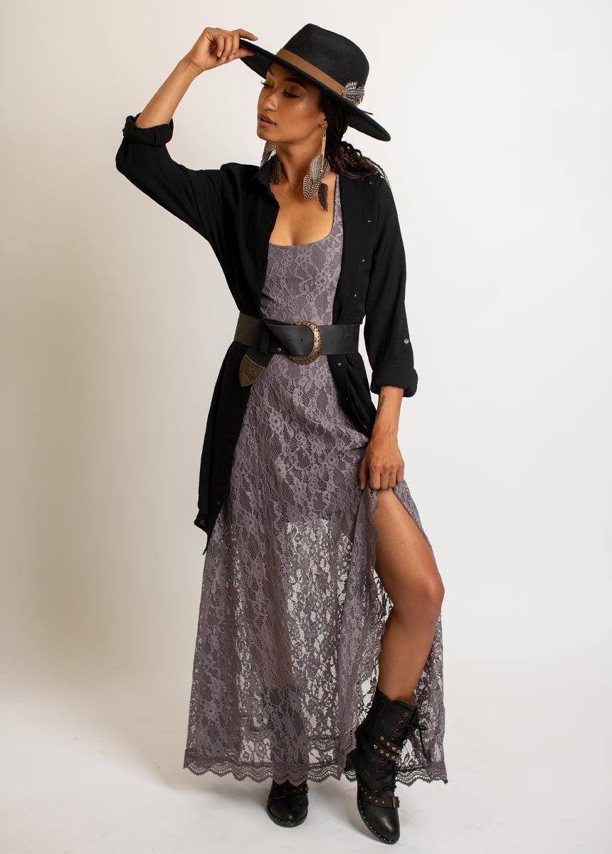 Mya Shirt Dress in Black Female Product Image