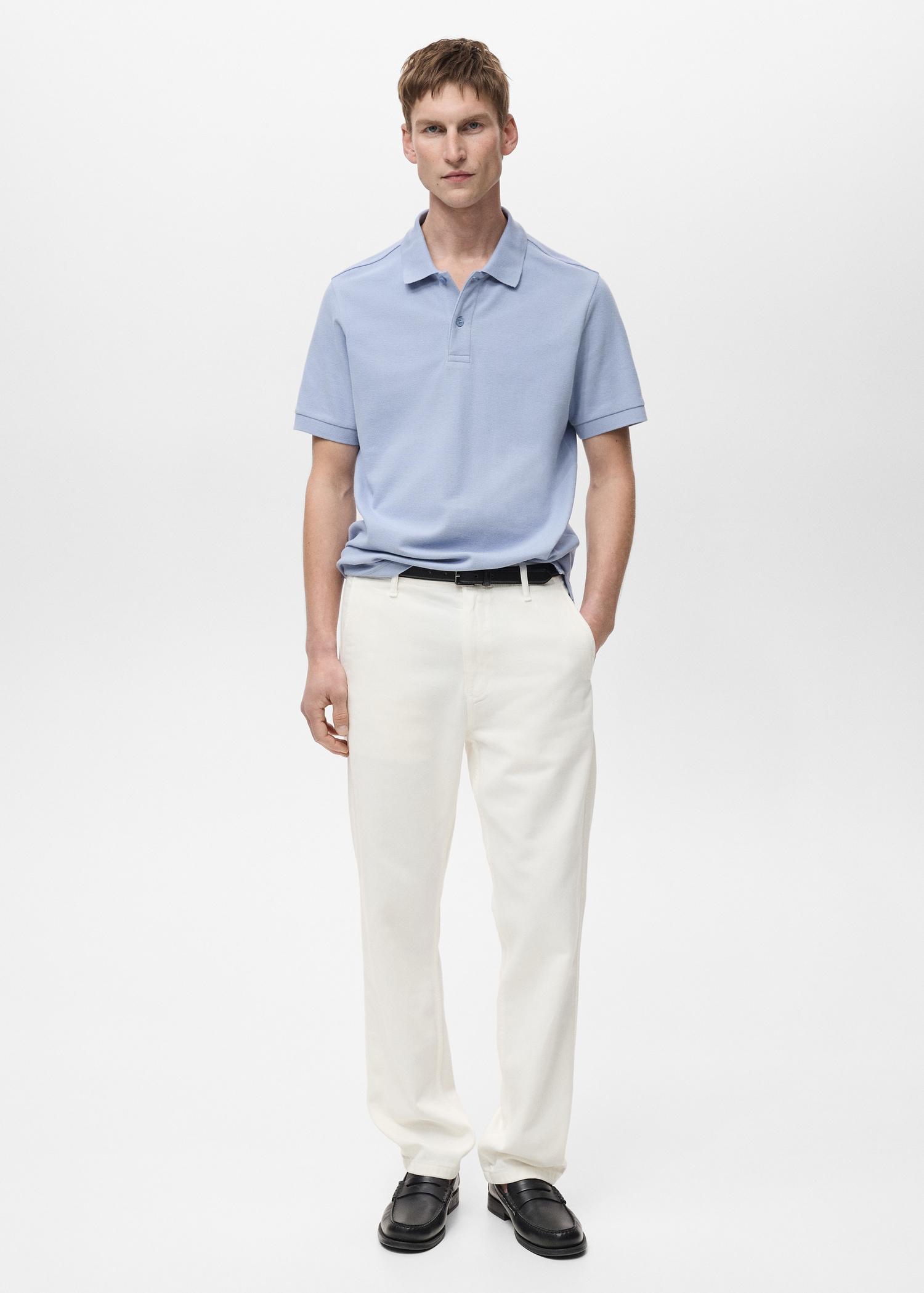 Regular-fit cotton piqué polo shirt - Men | MANGO USA Product Image