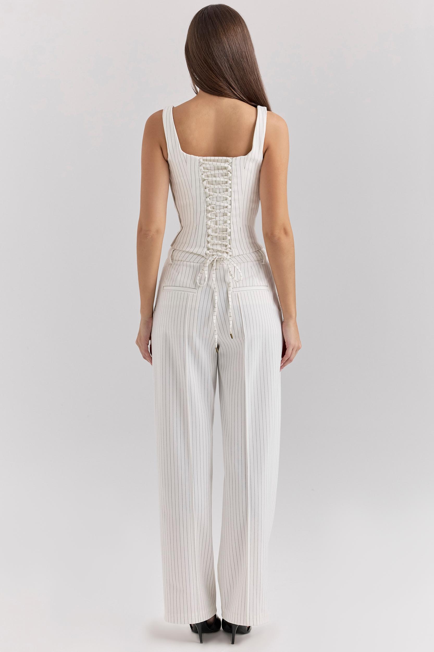 Hayden  white pinstripe high waist tailored trousers - sale Product Image
