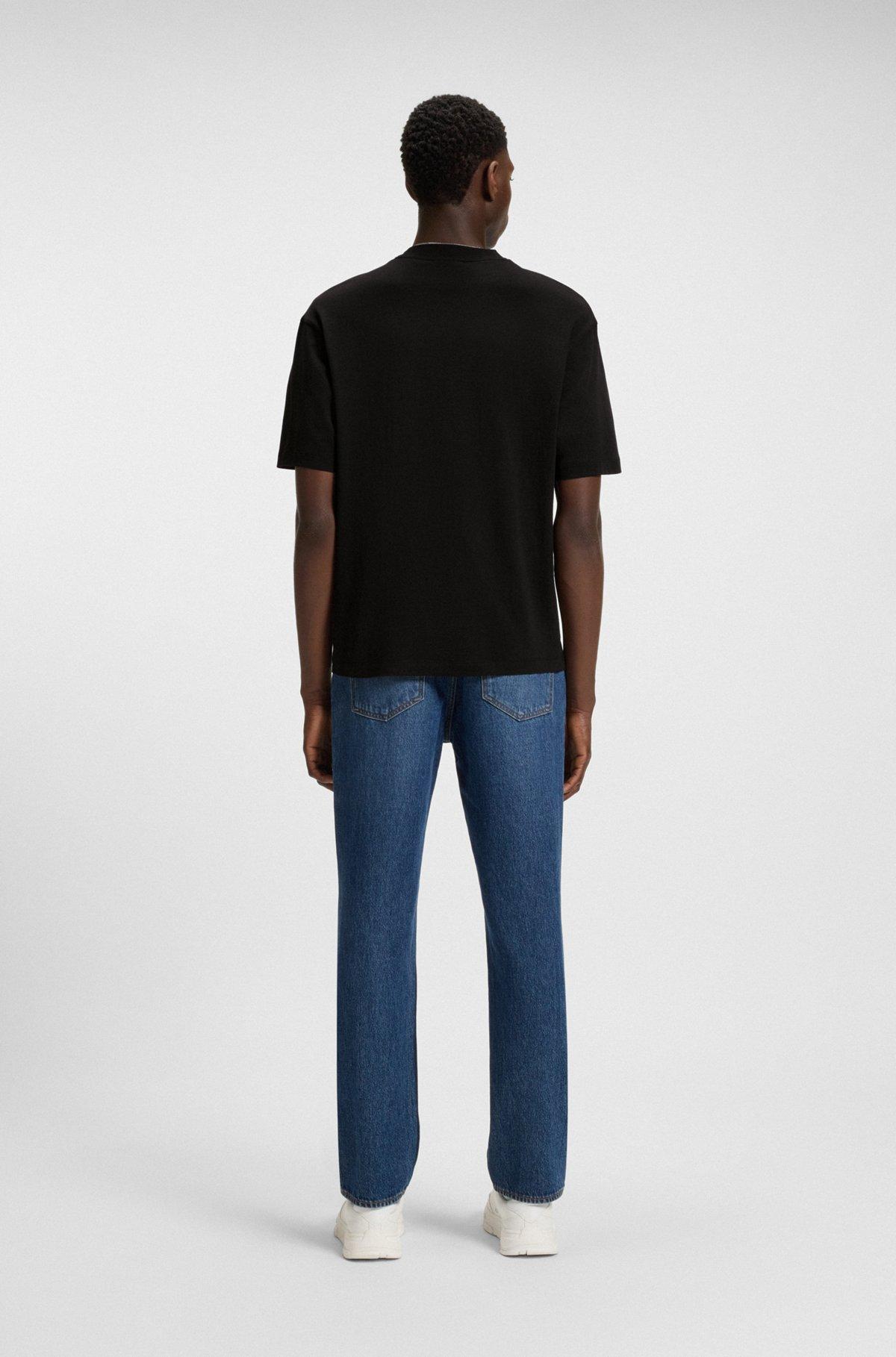 HUGO - Cotton jersey T-shirt with mixed-print logo - Black Product Image