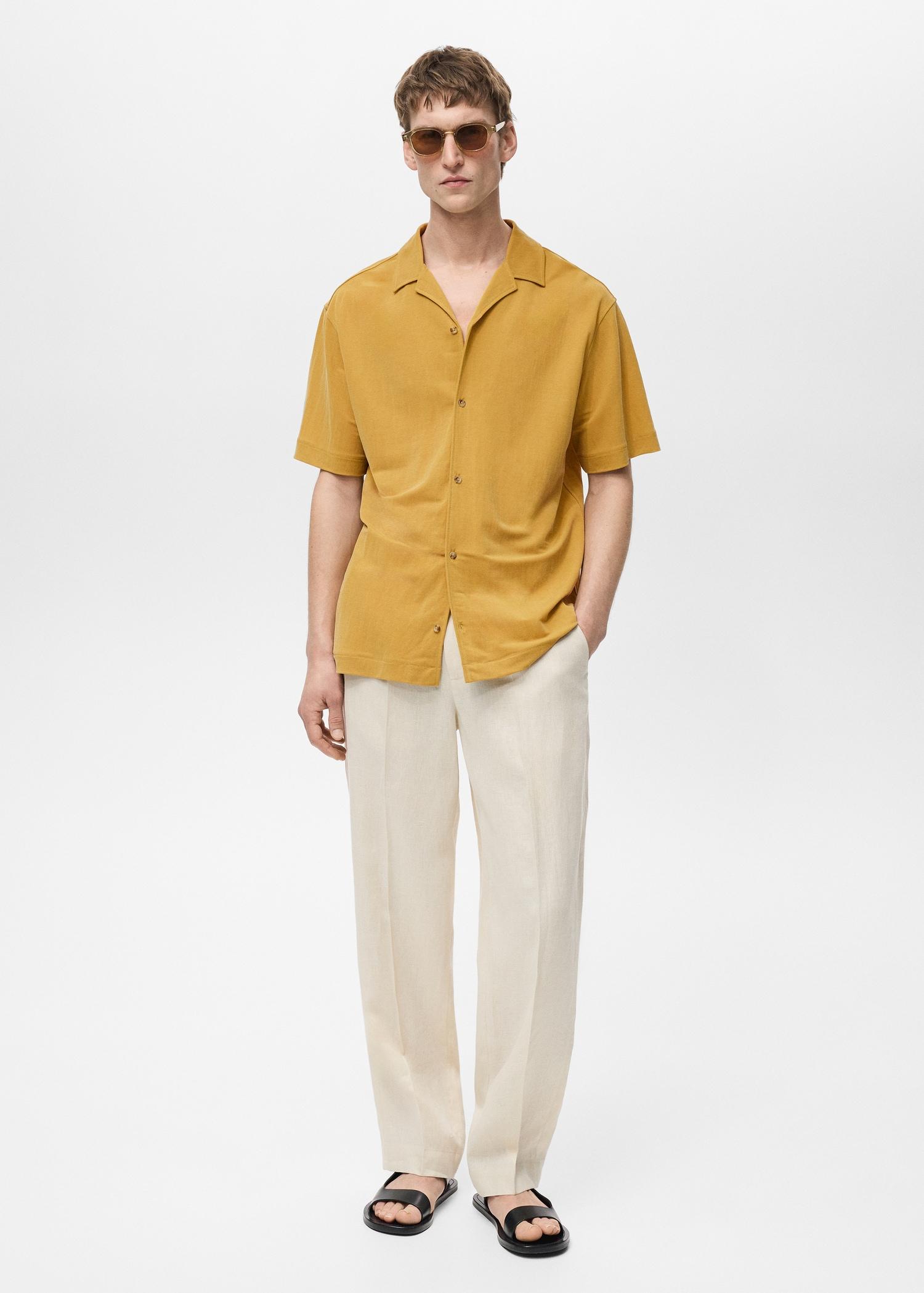Modal shirt with bowling collar - Men | MANGO USA Product Image