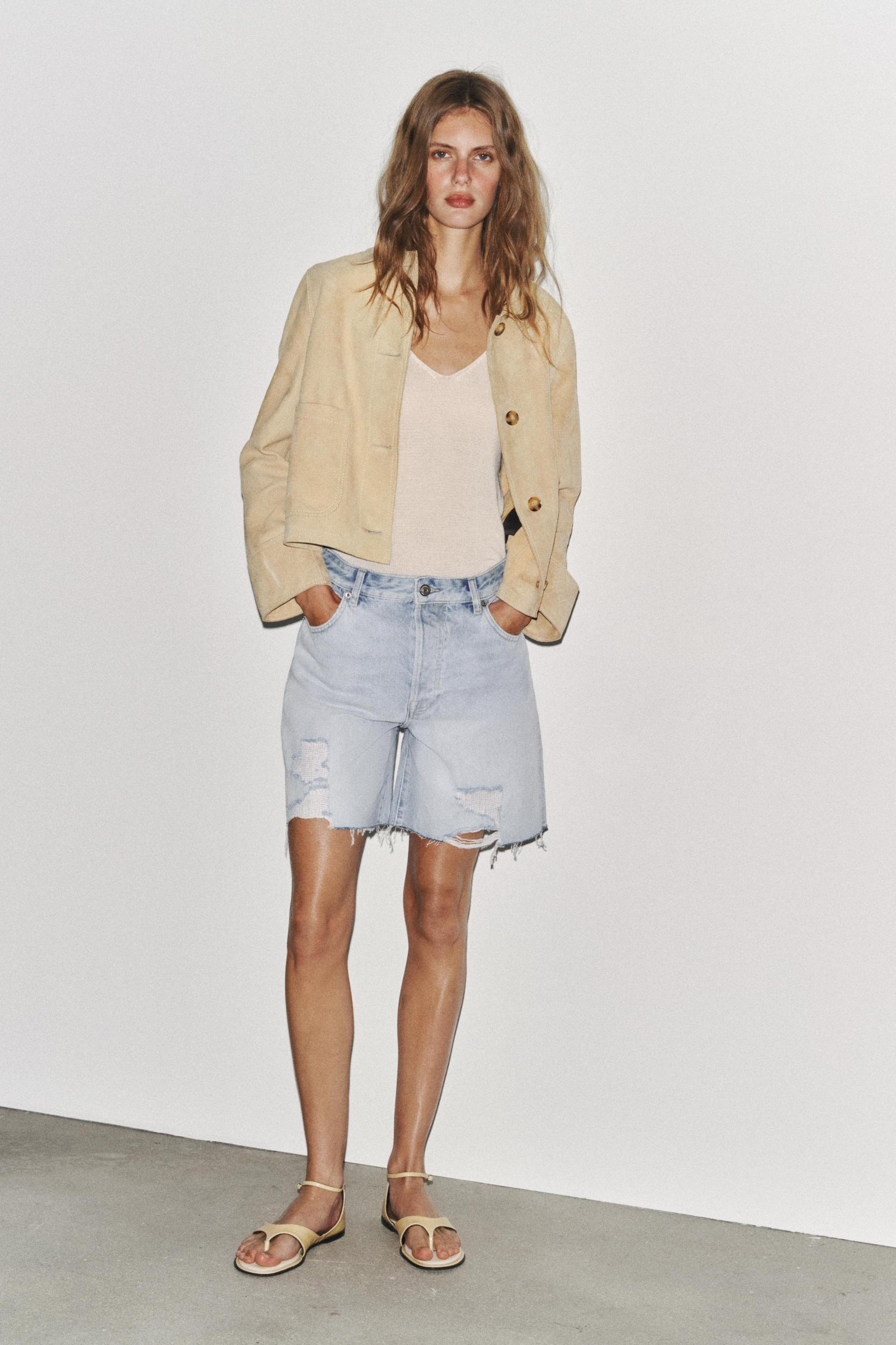 RIPPED DENIM SHORTS ZW COLLECTION Product Image