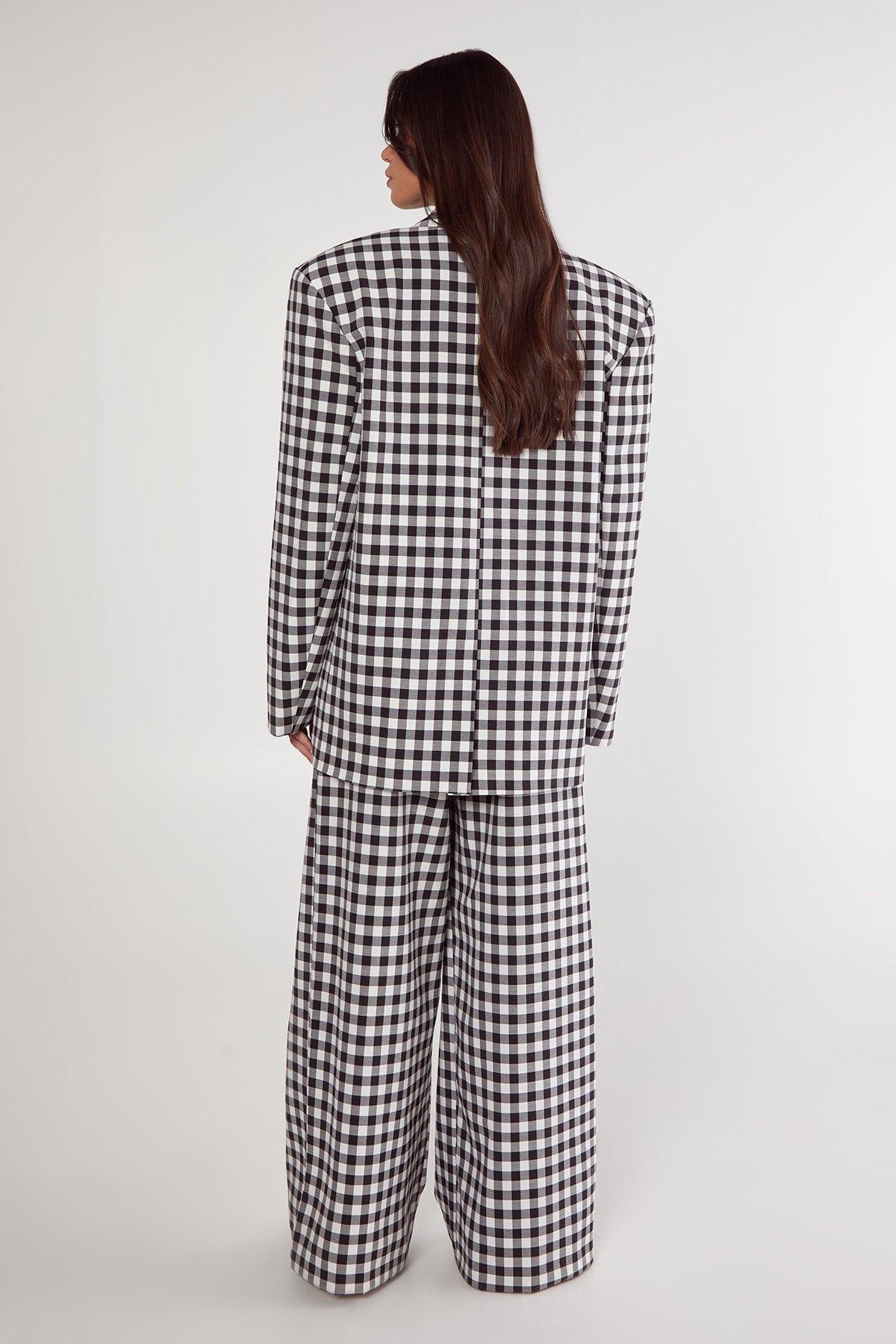 Gingham Tailored Wide Leg Pant Product Image
