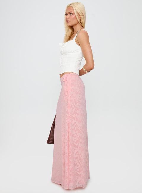 Youthful Spirit Lace Maxi Skirt Pink Product Image