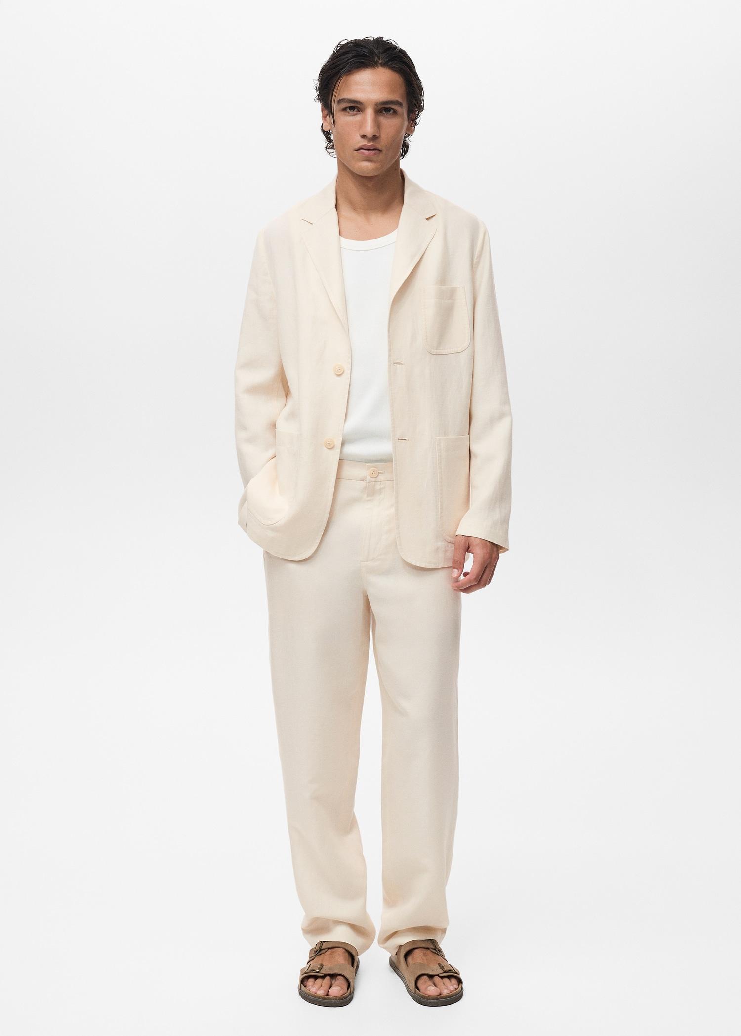 Linen-lyocell blend suit pants - Men | MANGO USA Product Image