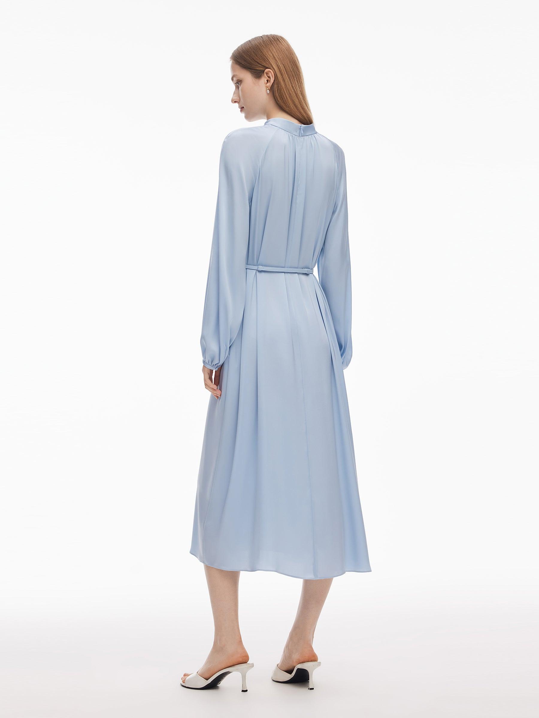 22MM Mulberry Silk Women Long Sleeve Maxi Dress With Belt Product Image