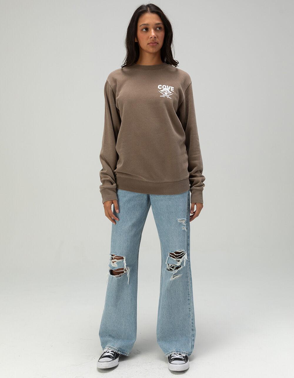 COVE SURF CO. Jolly Roger Womens Crewneck Sweatshirt - CLAY Product Image