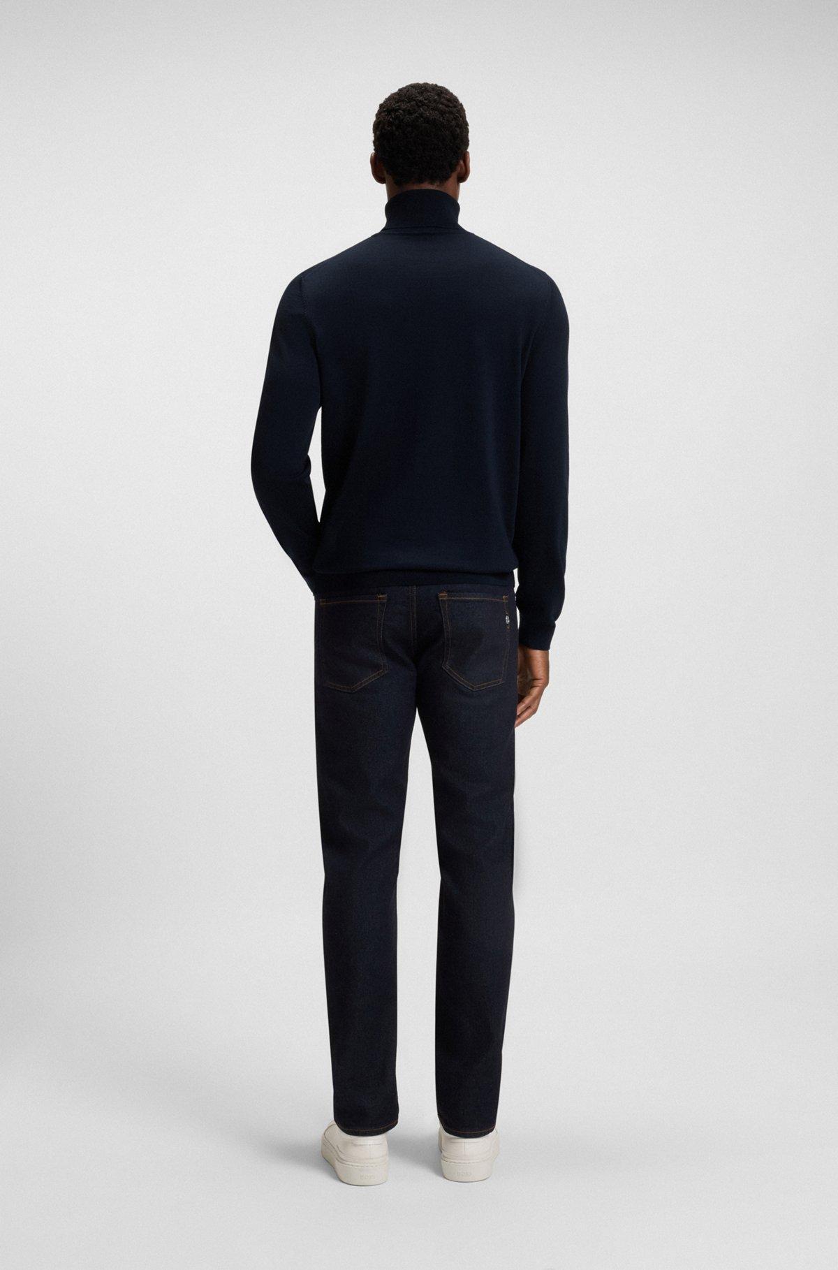 Regular-fit roll-neck sweater in mercerized virgin wool Product Image