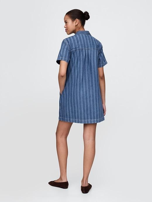 UltraSoft Denim Stripe Popover Mini Dress Product Image