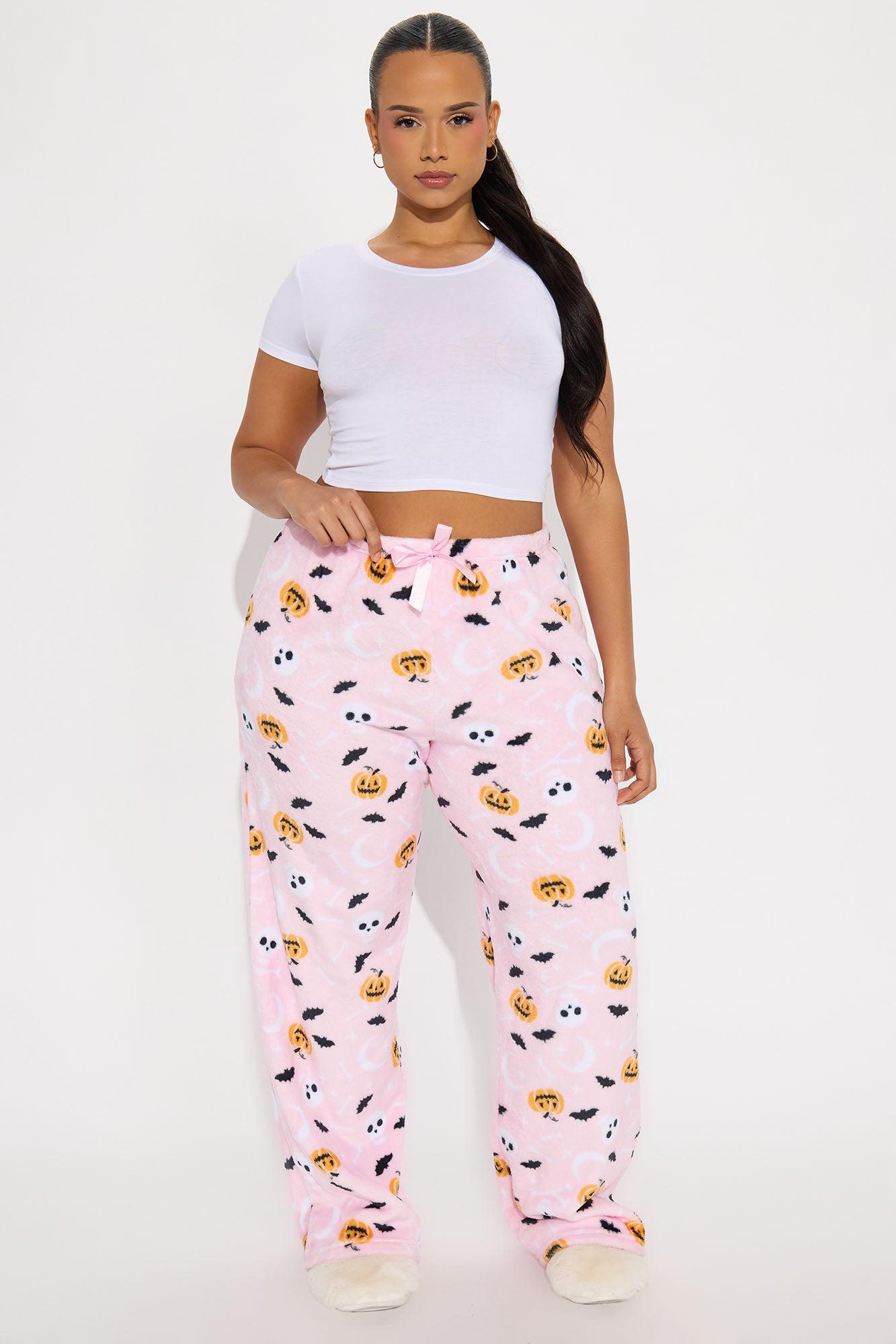 Feeling Spooky Halloween Plush PJ Pants - Pink/combo Female Product Image