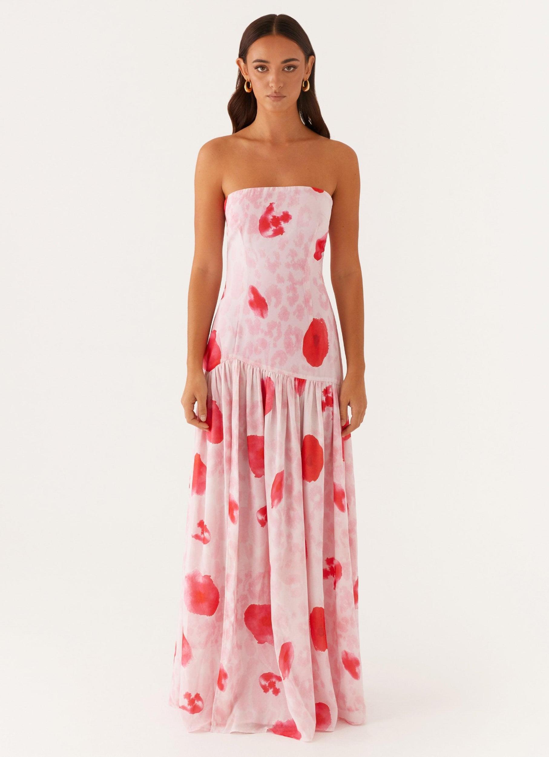 Eden Strapless Maxi Dress - Rose Leopard Product Image