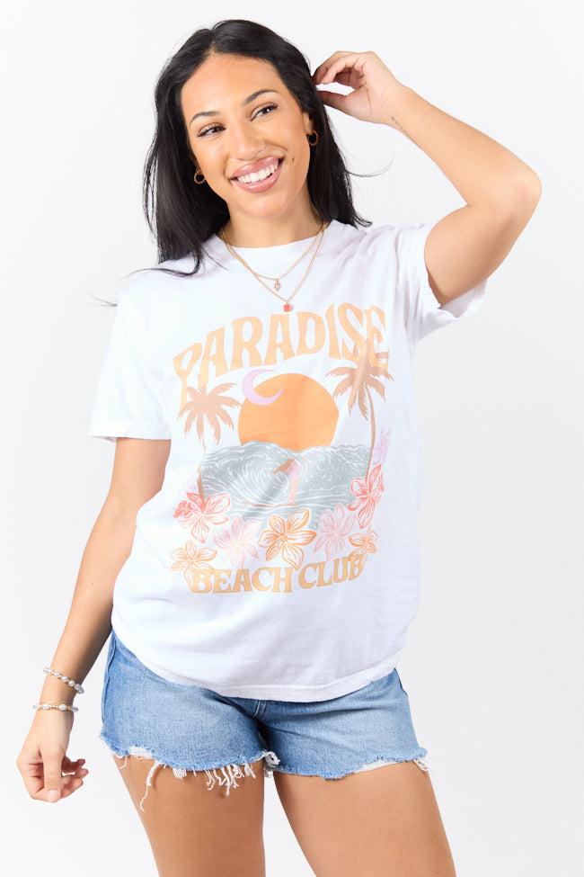 Paradise Beach Club White Graphic Tee Product Image