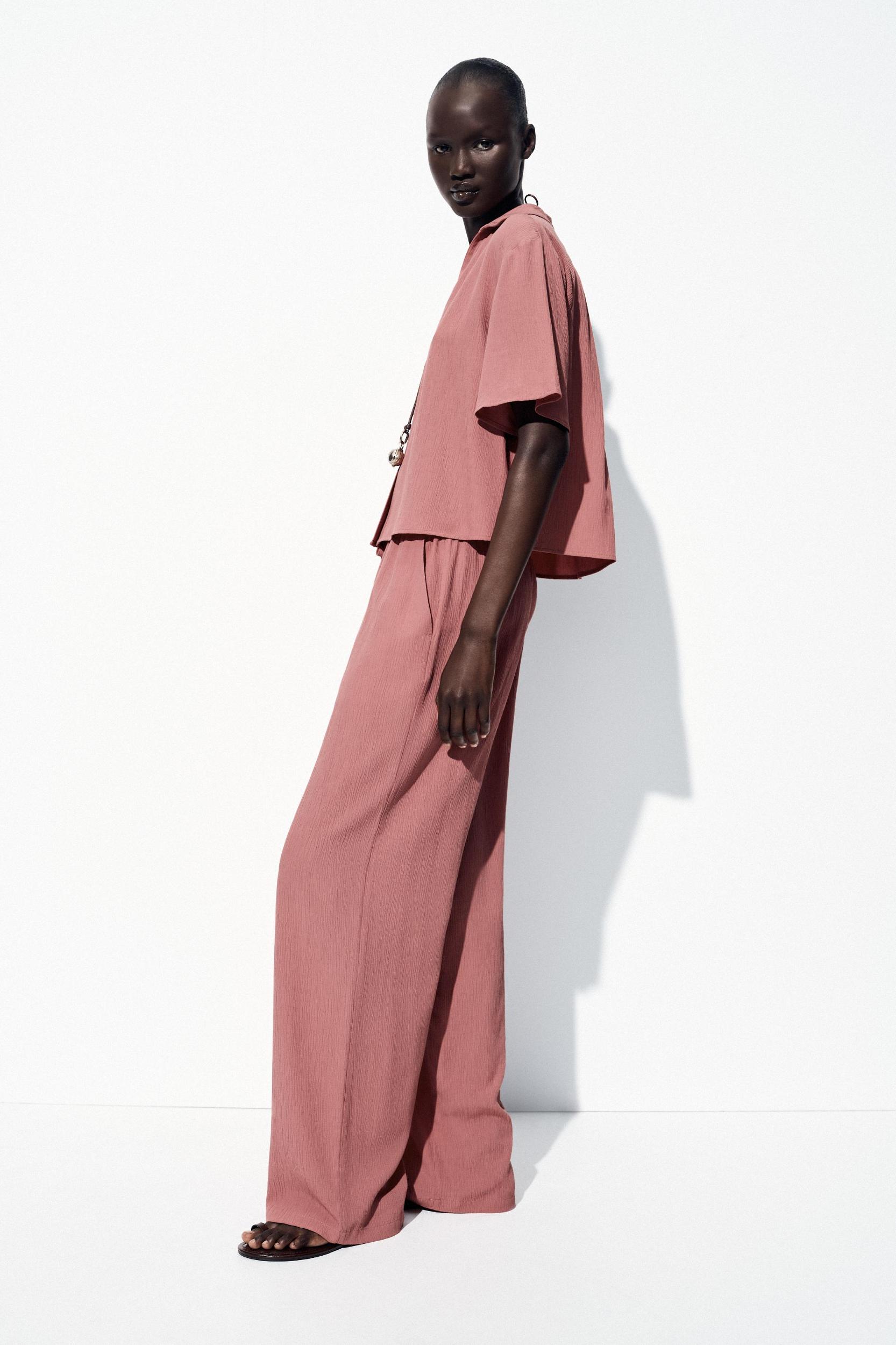 WRINKLE EFFECT WIDE LEG PANTS Product Image