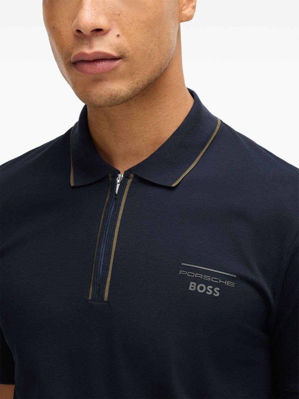 zip-down polo shirt  Product Image