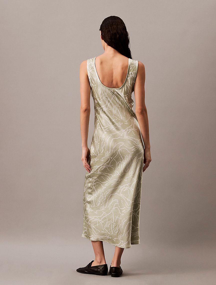 Crushed Satin Print Midi Dress Product Image