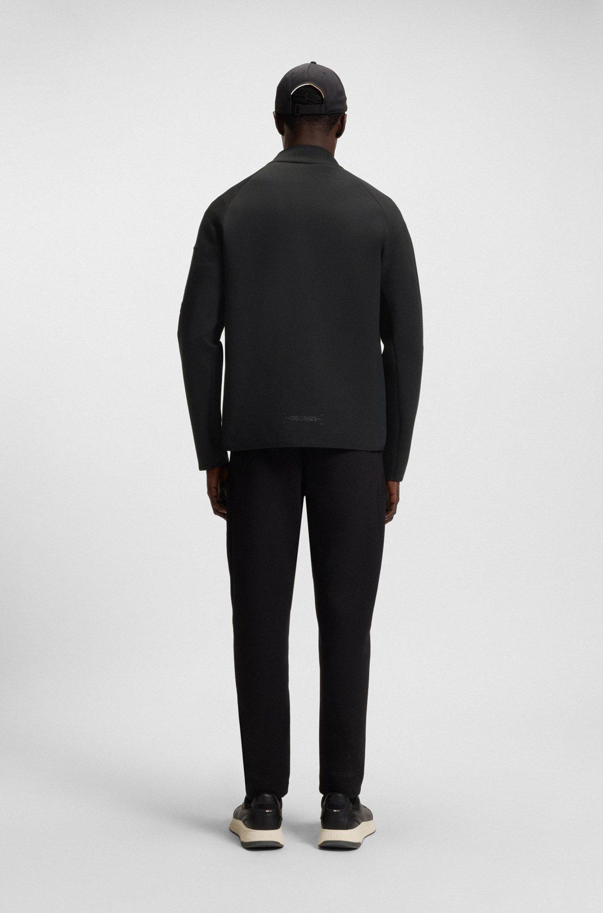 BOSS - Regular-fit zipper-through sweatshirt with reflective details - Black Product Image