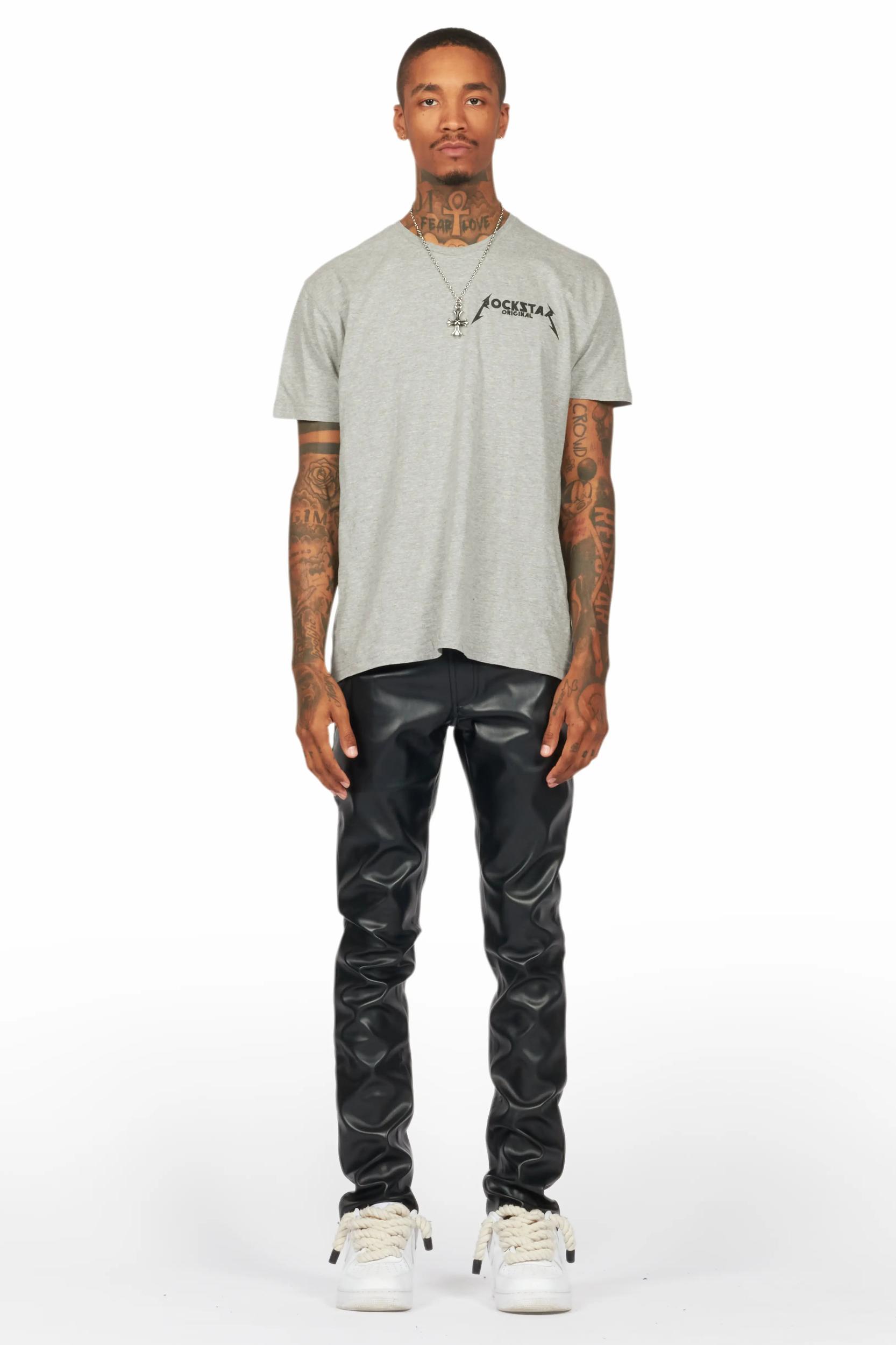 Ricky Black Slim Fit Faux Leather Pant Male Product Image