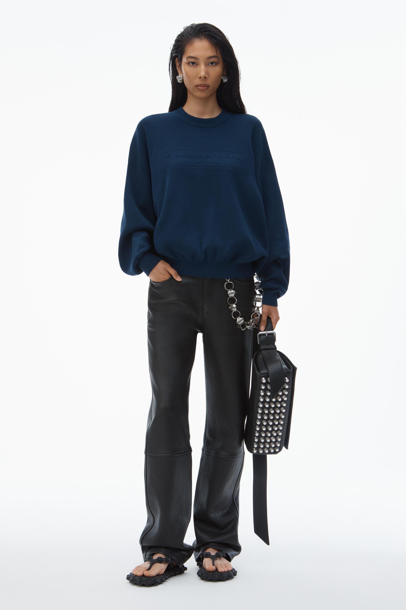 Logo Embossed Ribbed Pullover In Soft Chenille Product Image