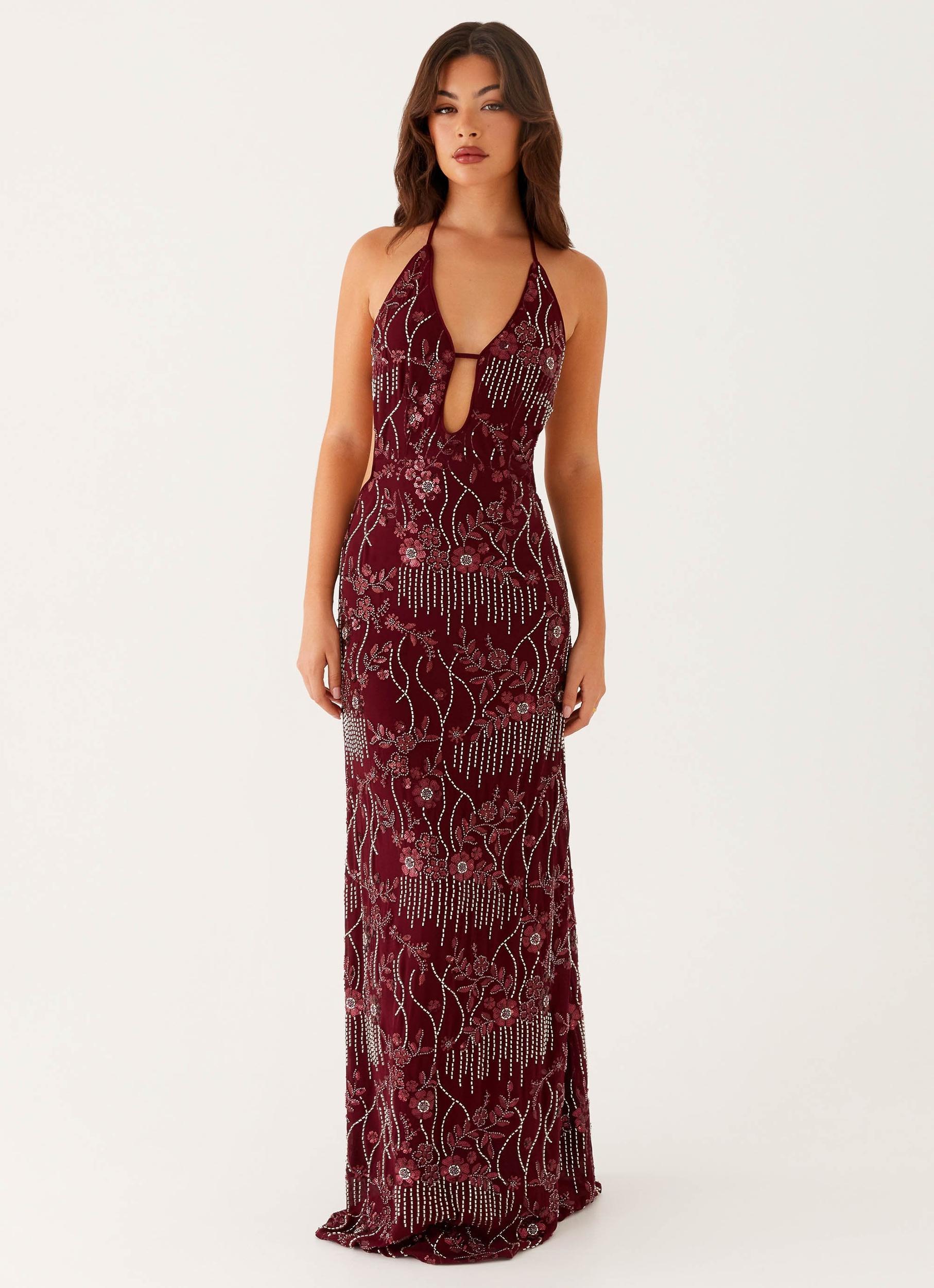 All For Love Maxi Dress - Burgundy Product Image