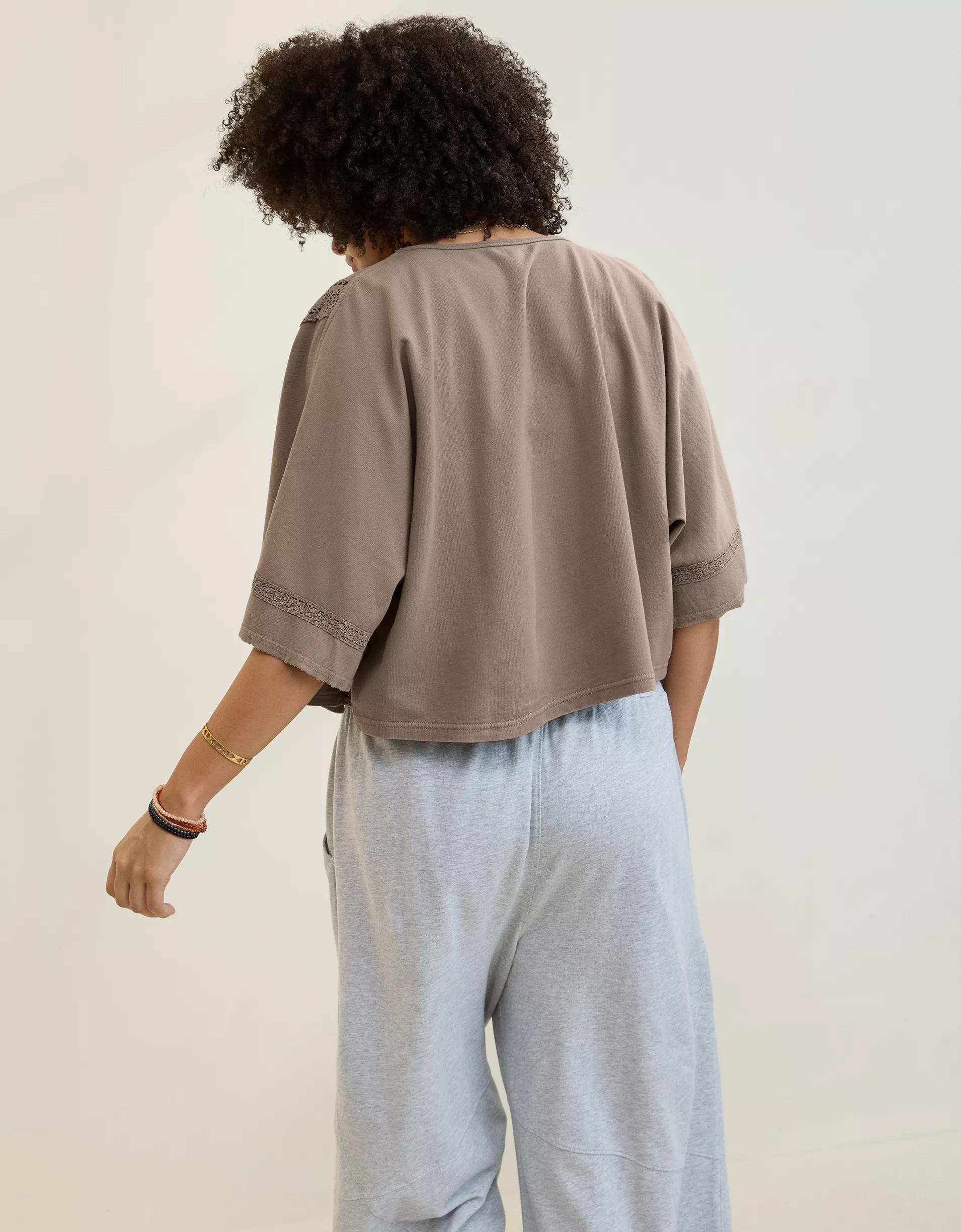 Aerie Short Sleeve Crochet Cardigan Product Image