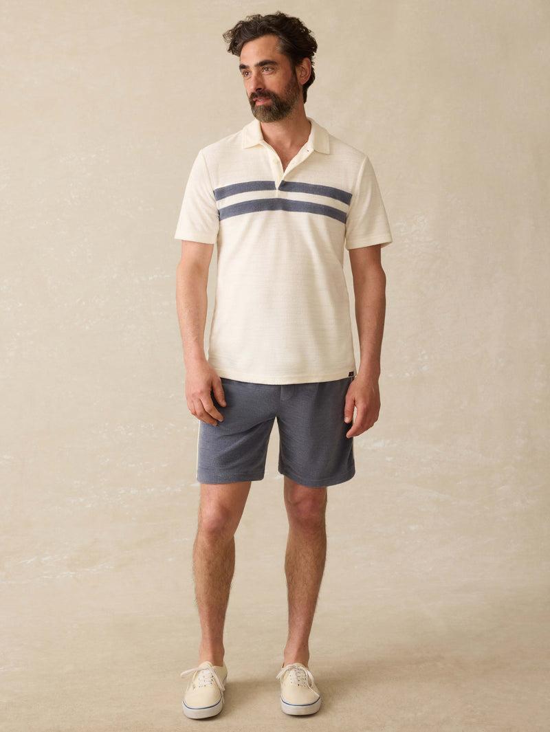Cabana Towel Terry Surf Stripe Polo - Vintage White Product Image