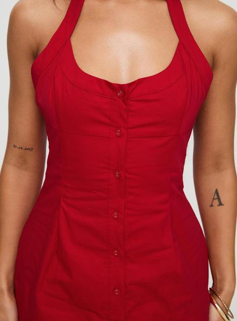 Mallorie Halter Mini Dress Red Product Image