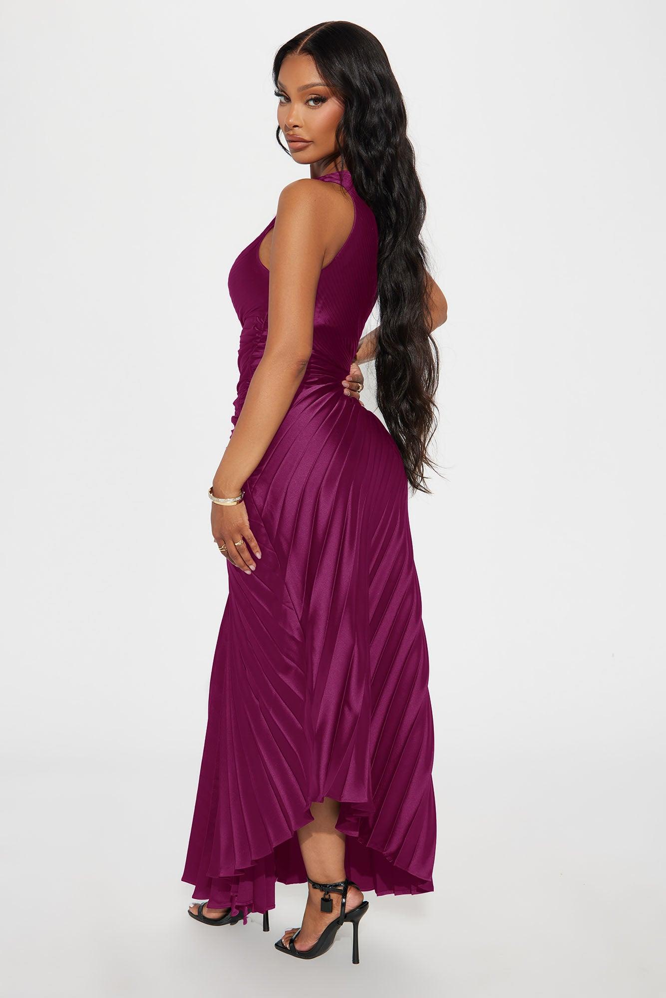 Belle Satin Maxi Dress - Magenta Female Product Image