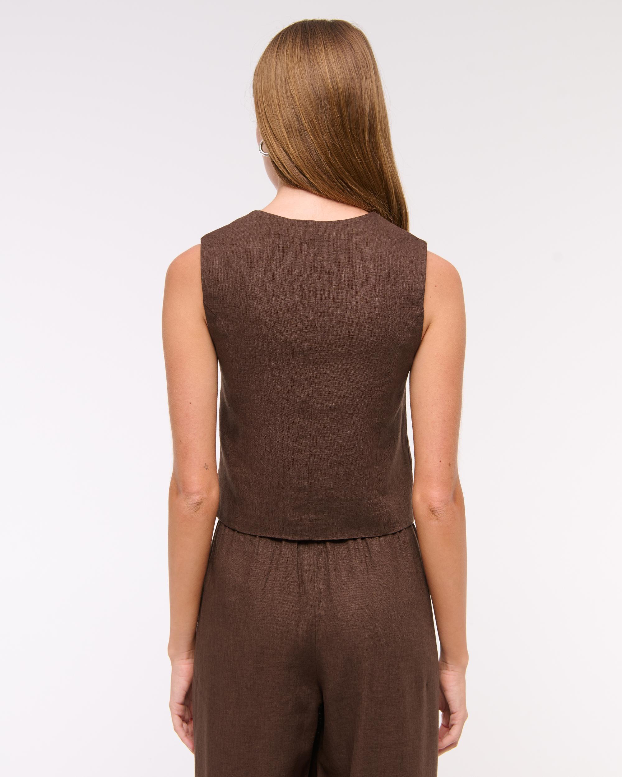 Tie-Front Linen-Blend Vest Product Image