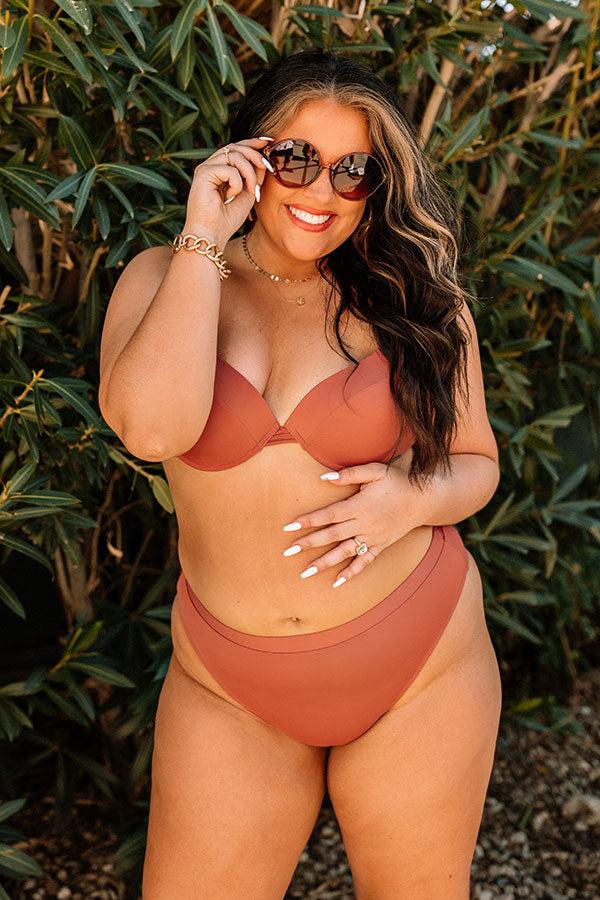 Just Add Water High Waist Bikini Bottom in Rust Curves Product Image