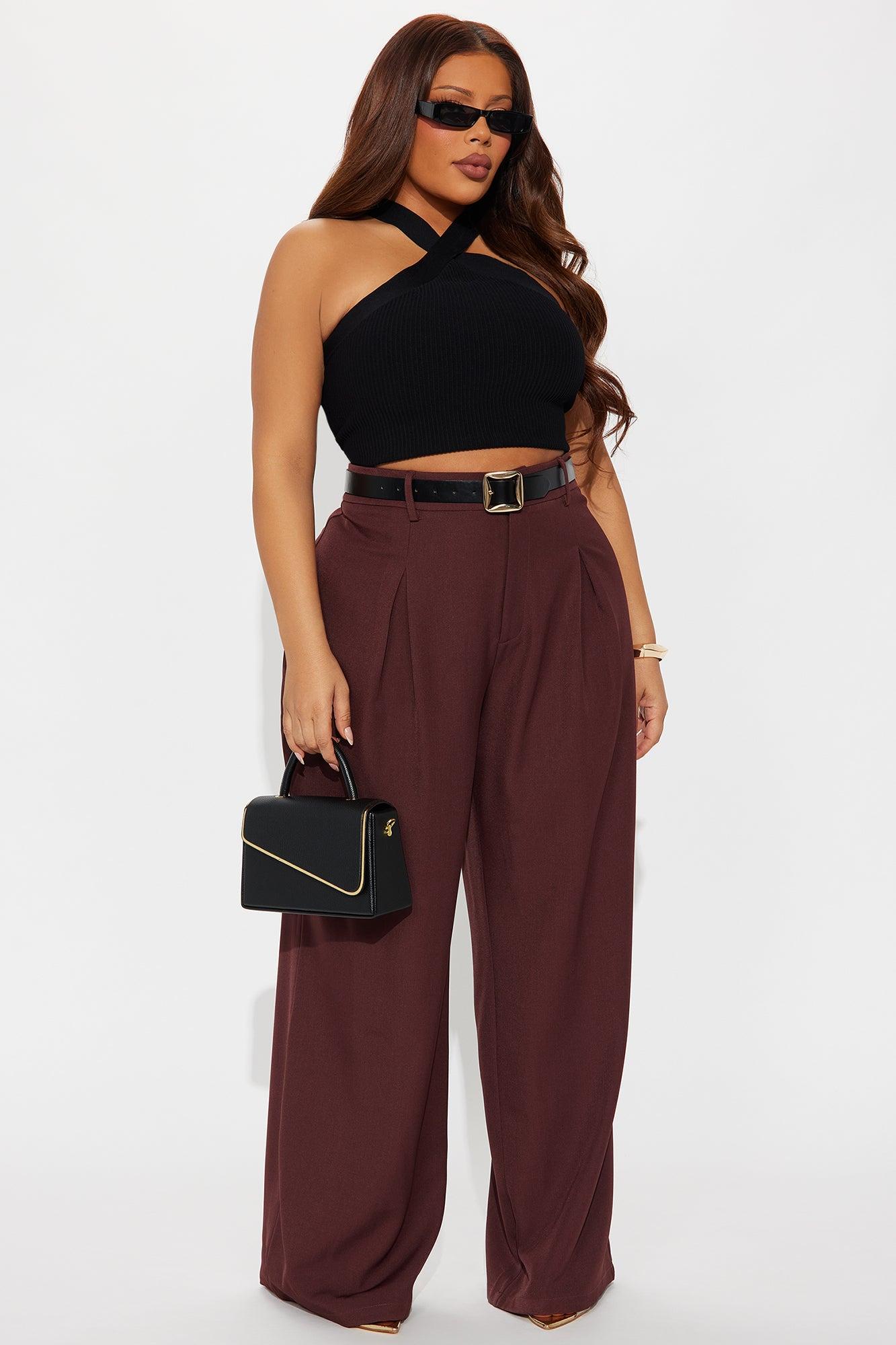 Alena Crepe Wide Leg Trouser Pant - Chocolate Female Product Image