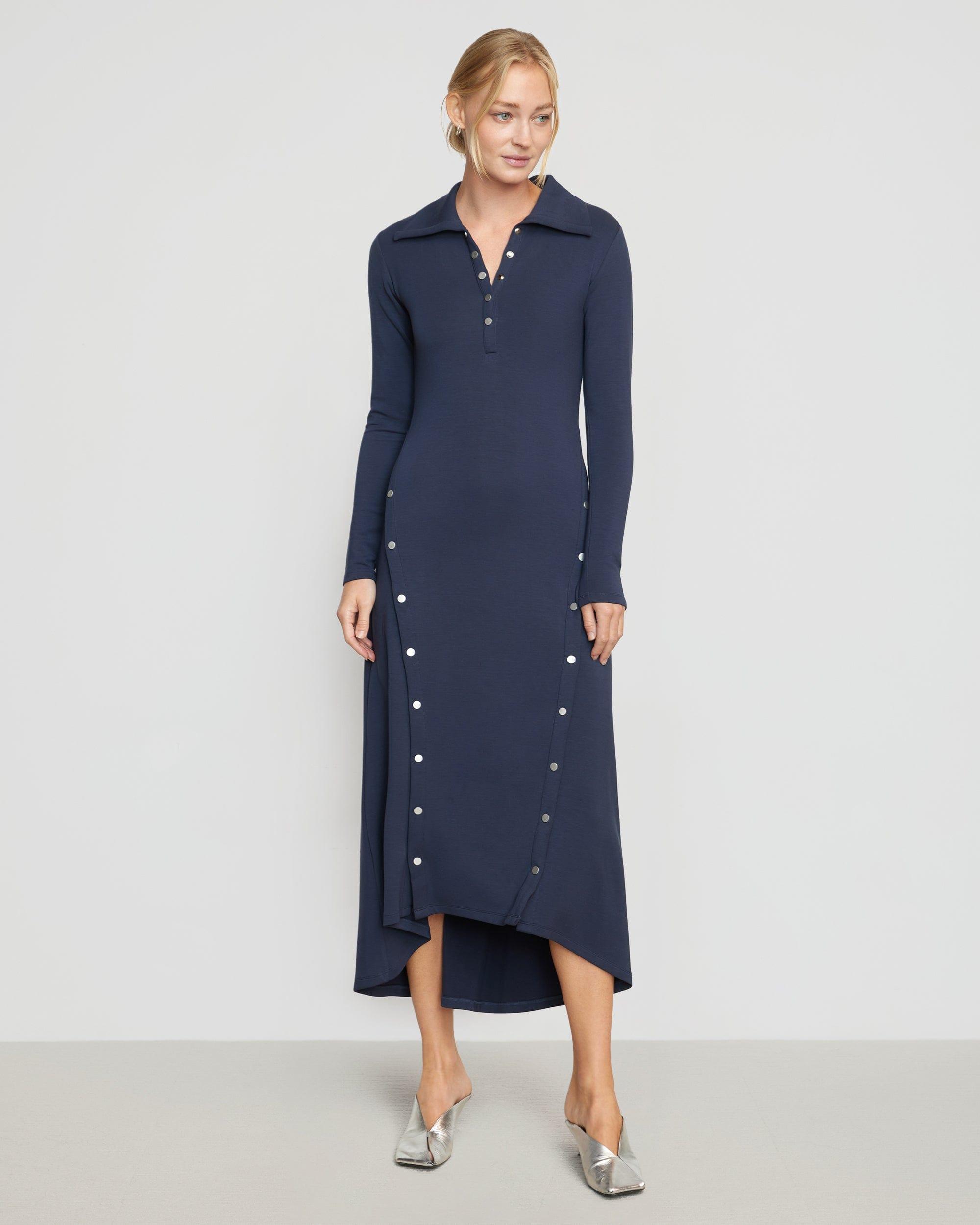 Shawna Button-Accent Collared Dress Product Image