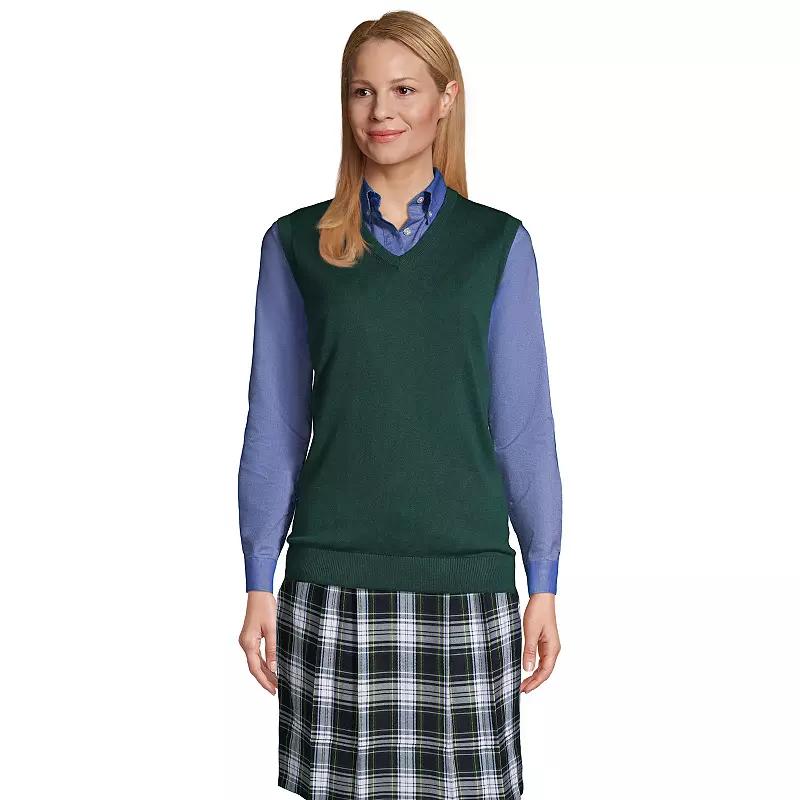 Women's Lands' End Cotton Modal Fine Gauge Sweater Vest, Size: Small, Classic Blue Product Image