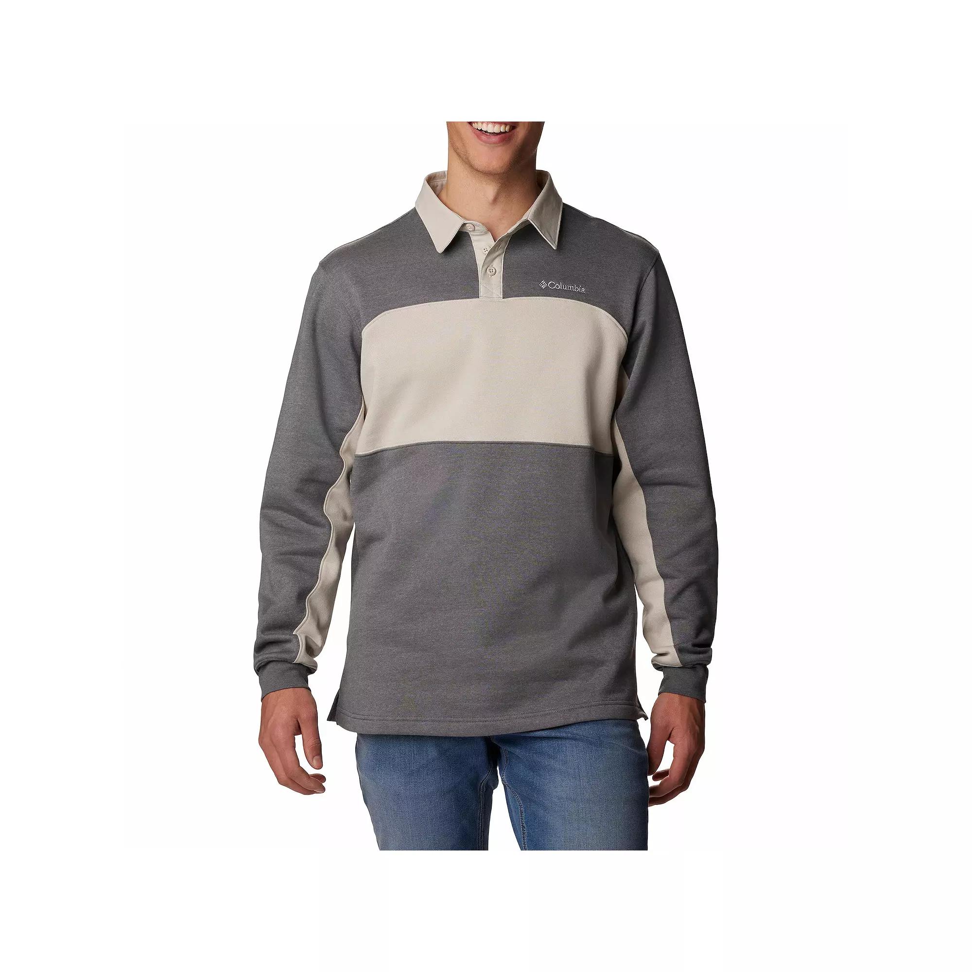 Men's Columbia Trek™ Long Sleeve Rugby Shirt, Size: XL, City Grey Grey Product Image