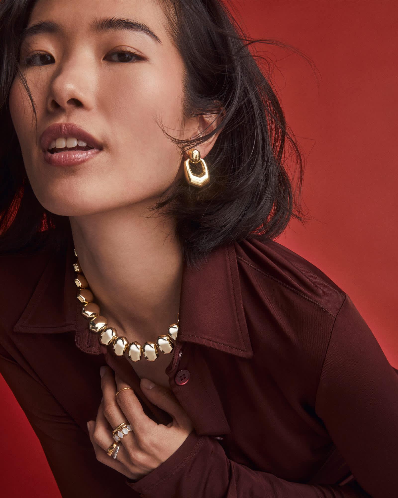 Kaitlin Gold Open Frame Earrings Product Image