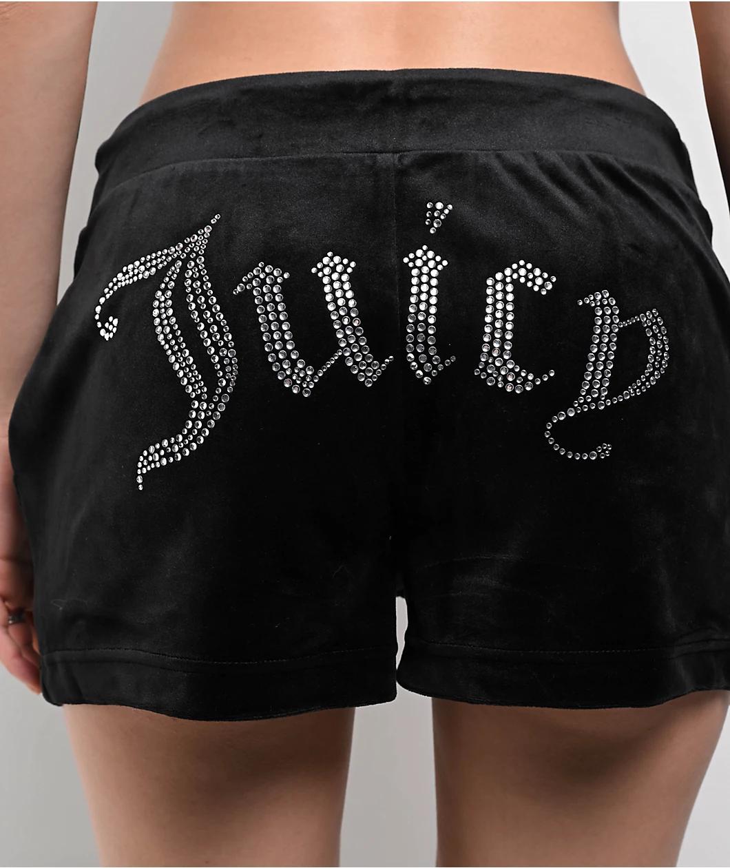 Juicy Couture OG Big Bling Licorice Velour Track Shorts Product Image