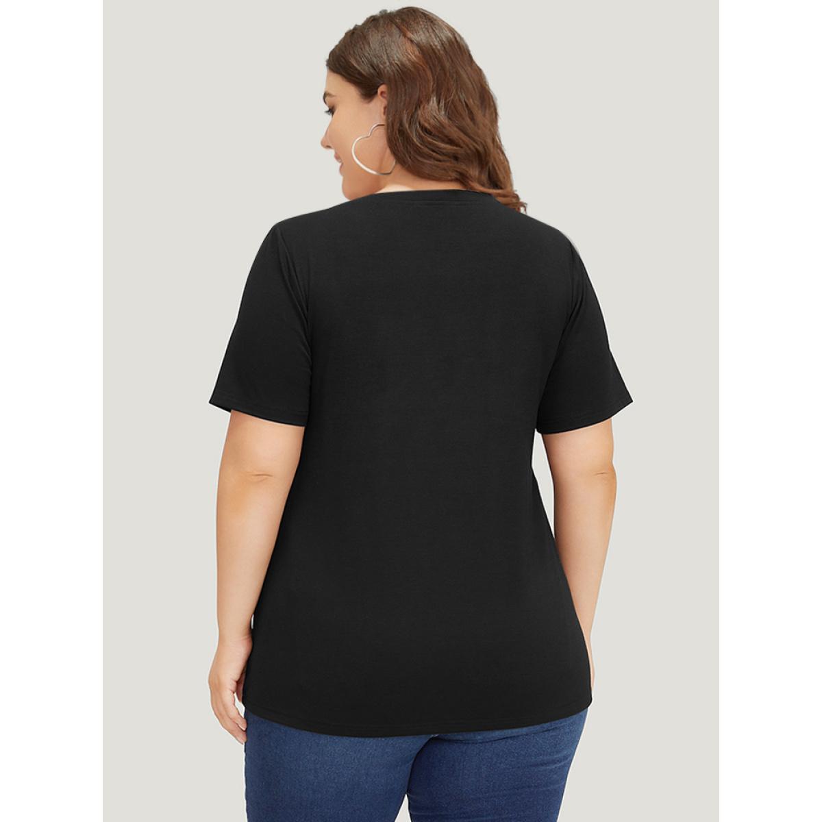 Plus Size Supersoft Essentials Leopard Colorblock Contrast Round Neck T-shirt Multicolor Women Casual Leopard Round Neck Dailywear T-shirts BloomChic 22-24/3X Product Image