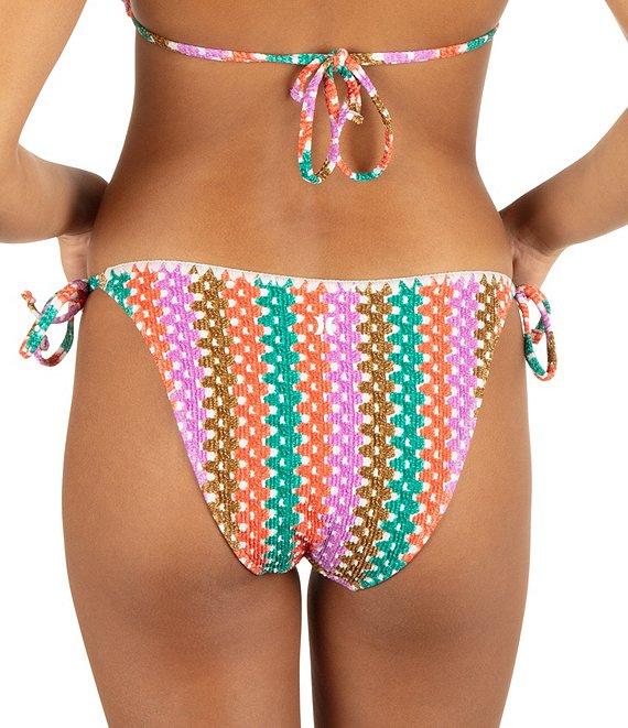 Hurley Stripe Crochet Scrunch Tie Side Hipster Swim Bottom Product Image