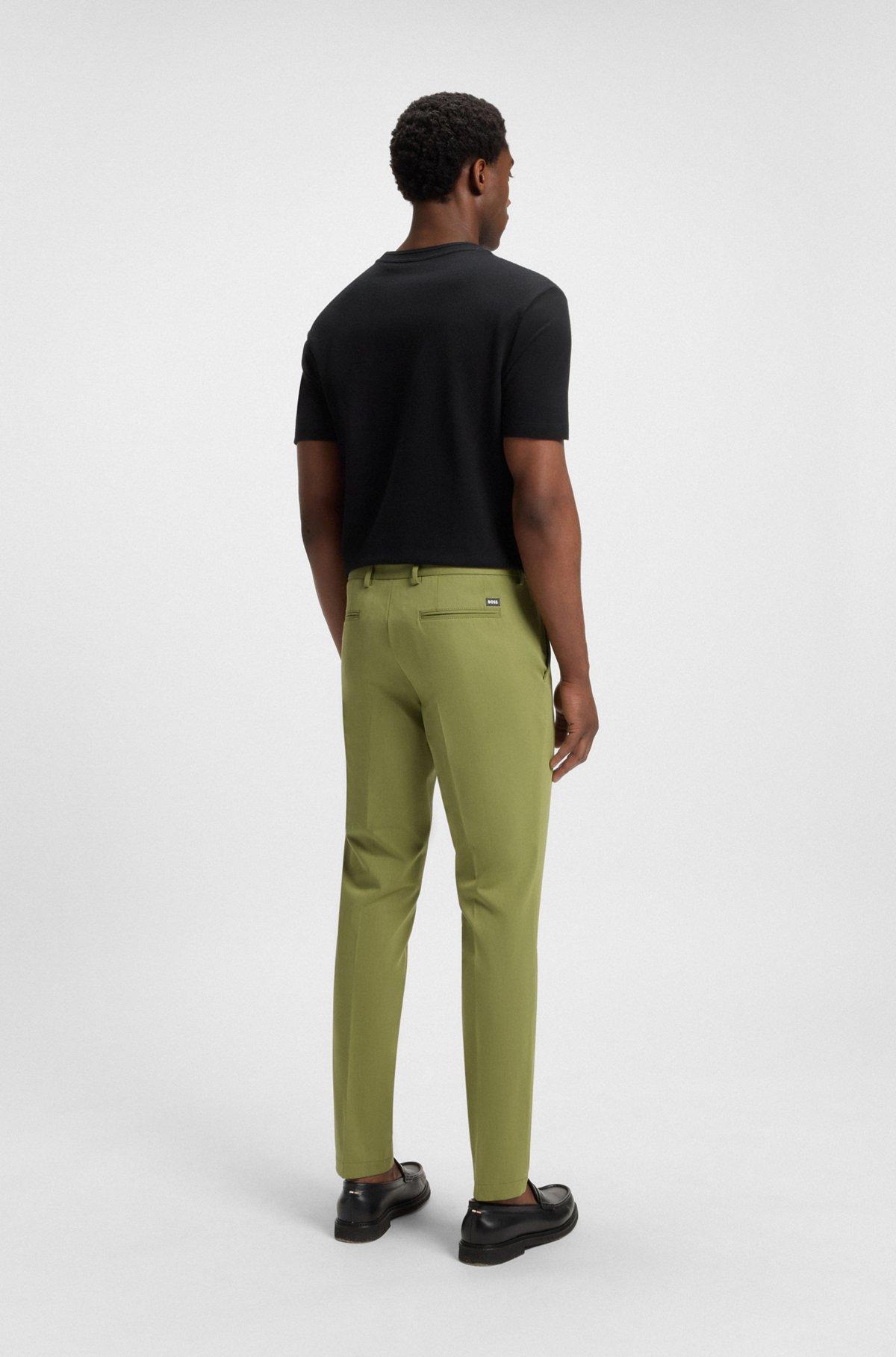 BOSS - Slim-fit trousers in stretch cotton - Green Product Image