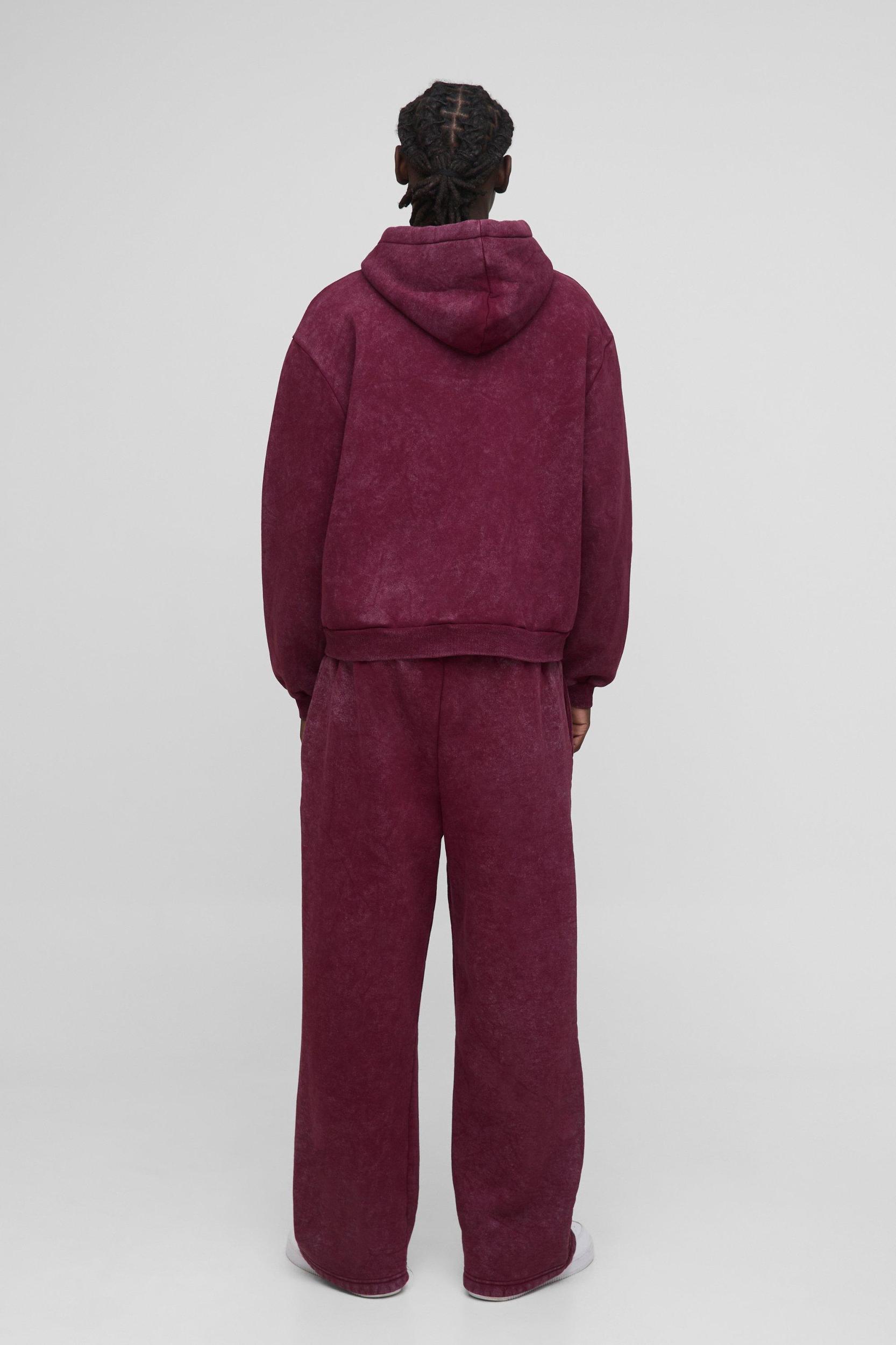 Oversized Boxy Washed Self Applique Tab Hooded Tracksuit | boohooMAN USA Product Image